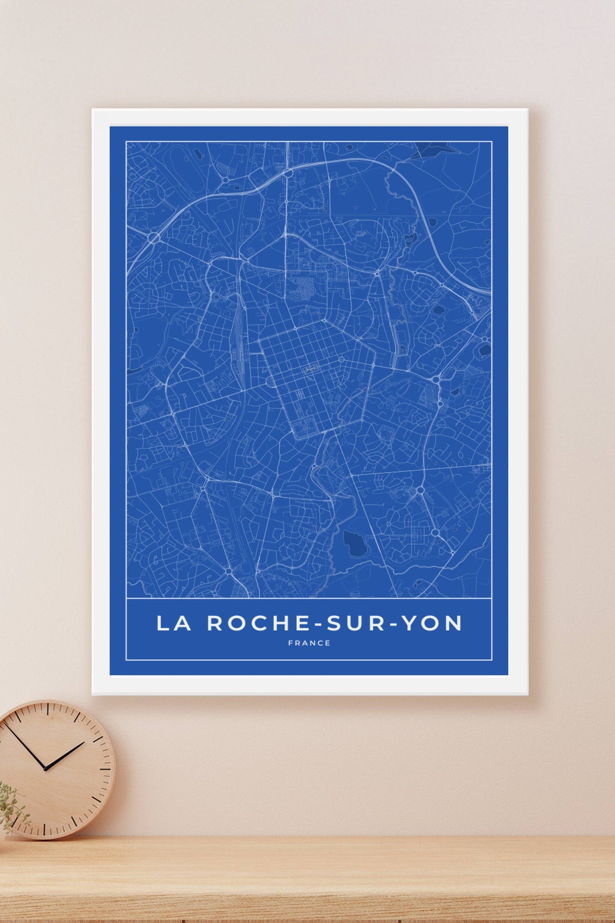 Carte de La Roche-sur-Yon bleue - Affiche personnalisée