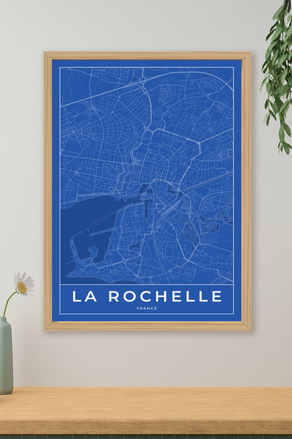 Carte de La Rochelle bleue - Affiche personnalisée