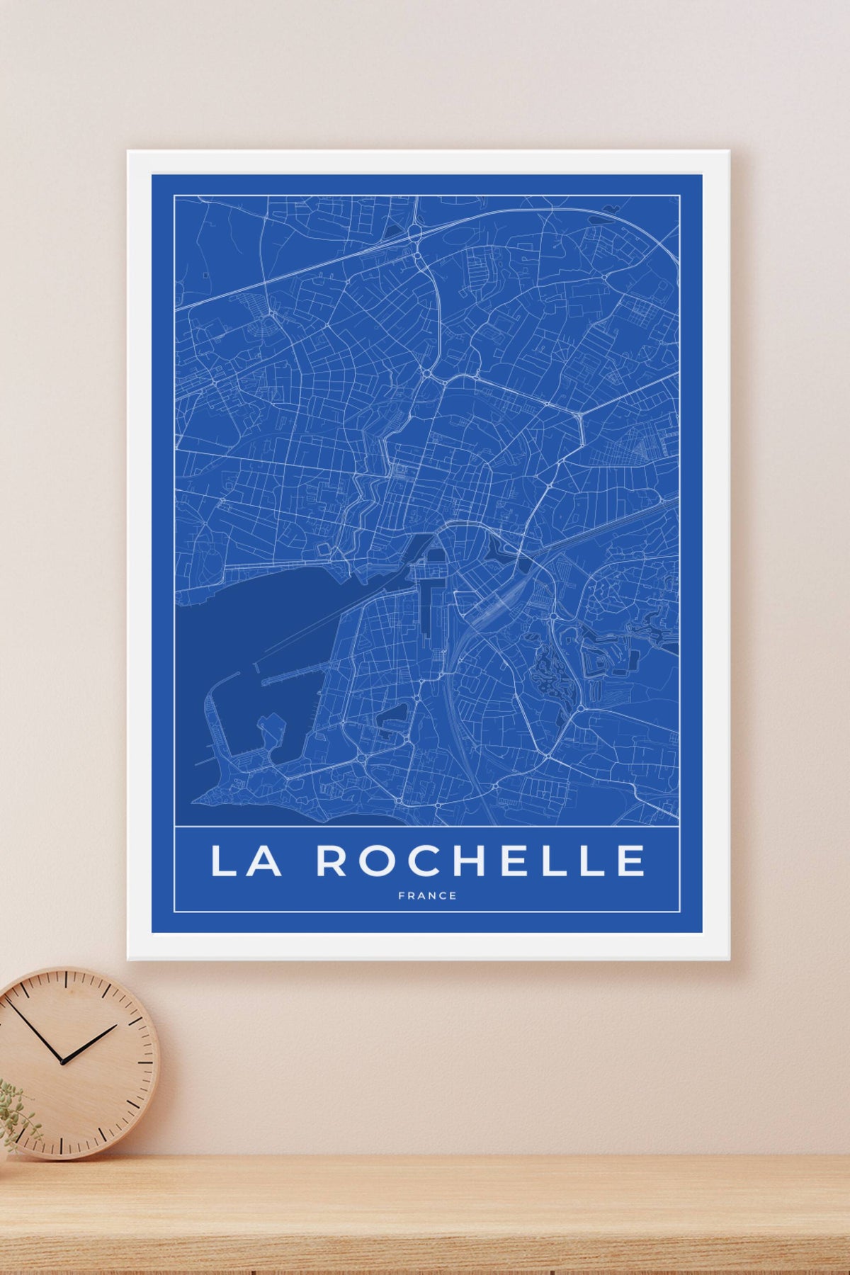 Carte de La Rochelle bleue - Affiche personnalisée