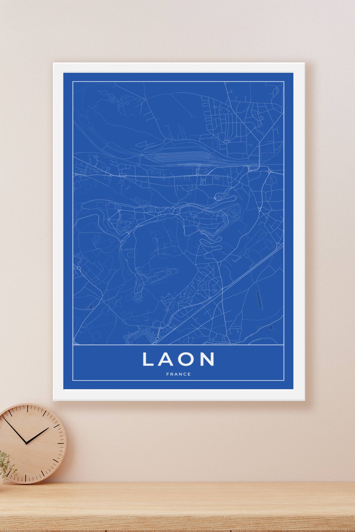 Carte de Laon bleue - Affiche personnalisée
