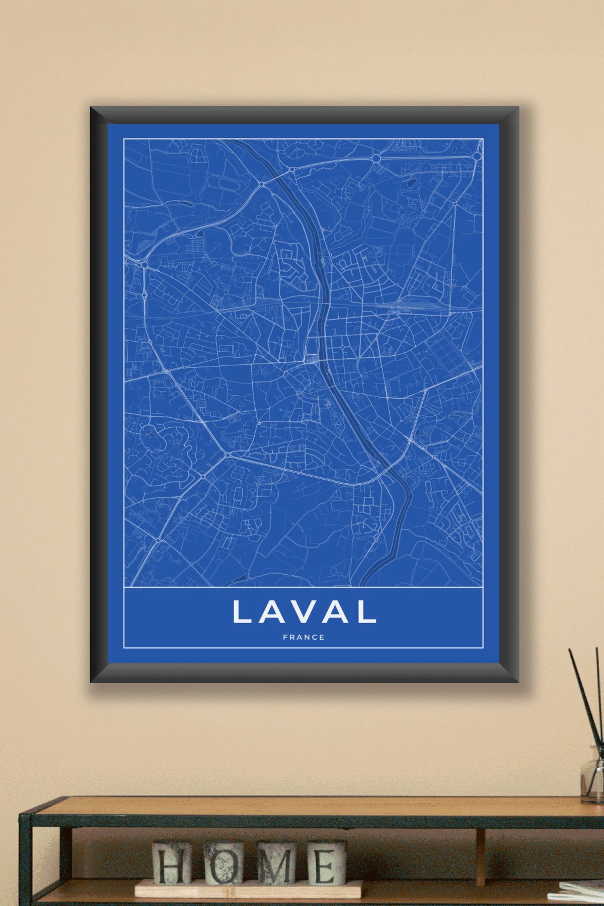 Carte de Laval bleue - Affiche personnalisée