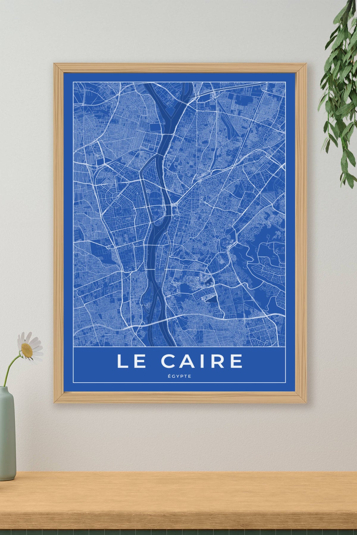 Carte du Caire bleue - Affiche personnalisée