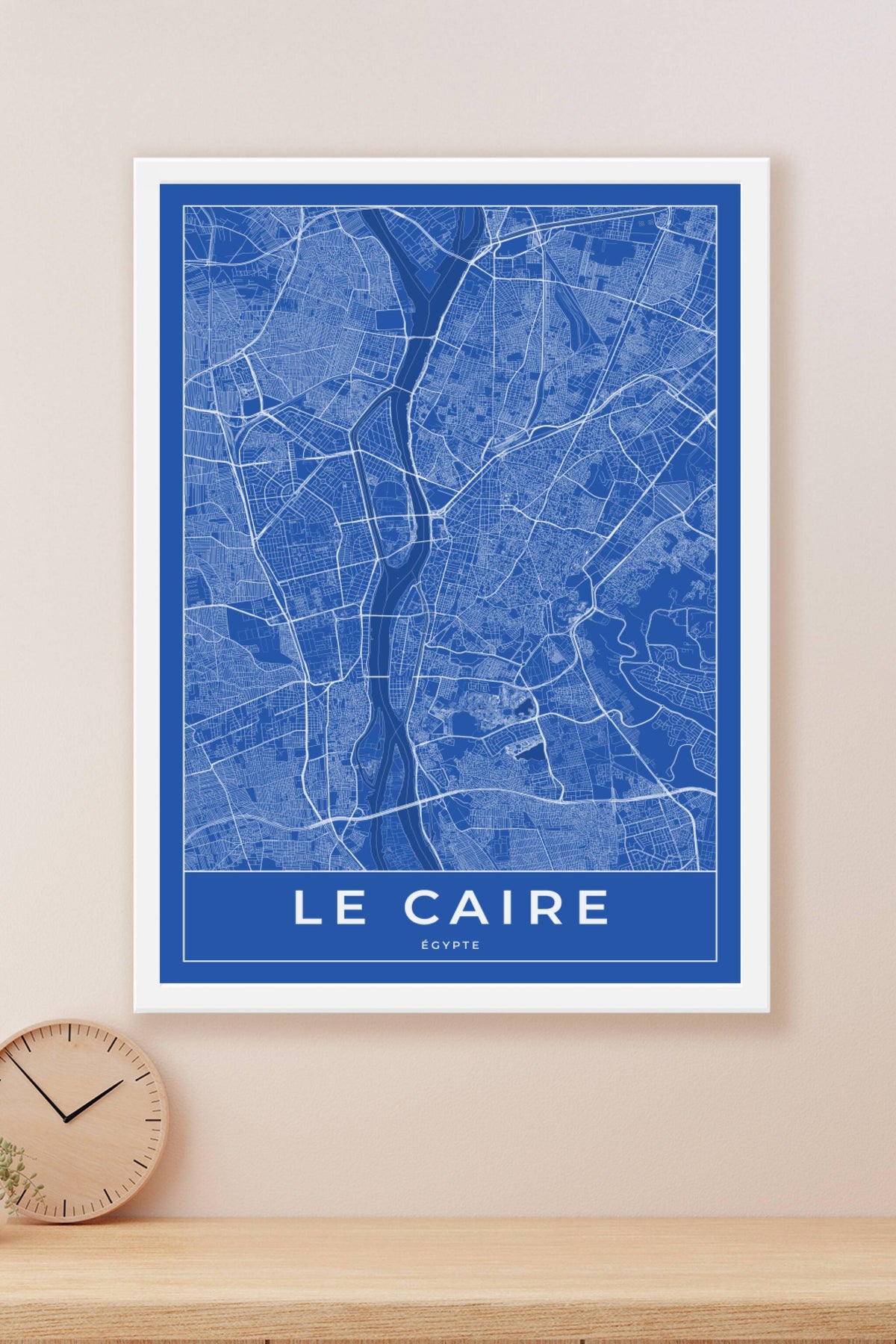 Carte du Caire bleue - Affiche personnalisée