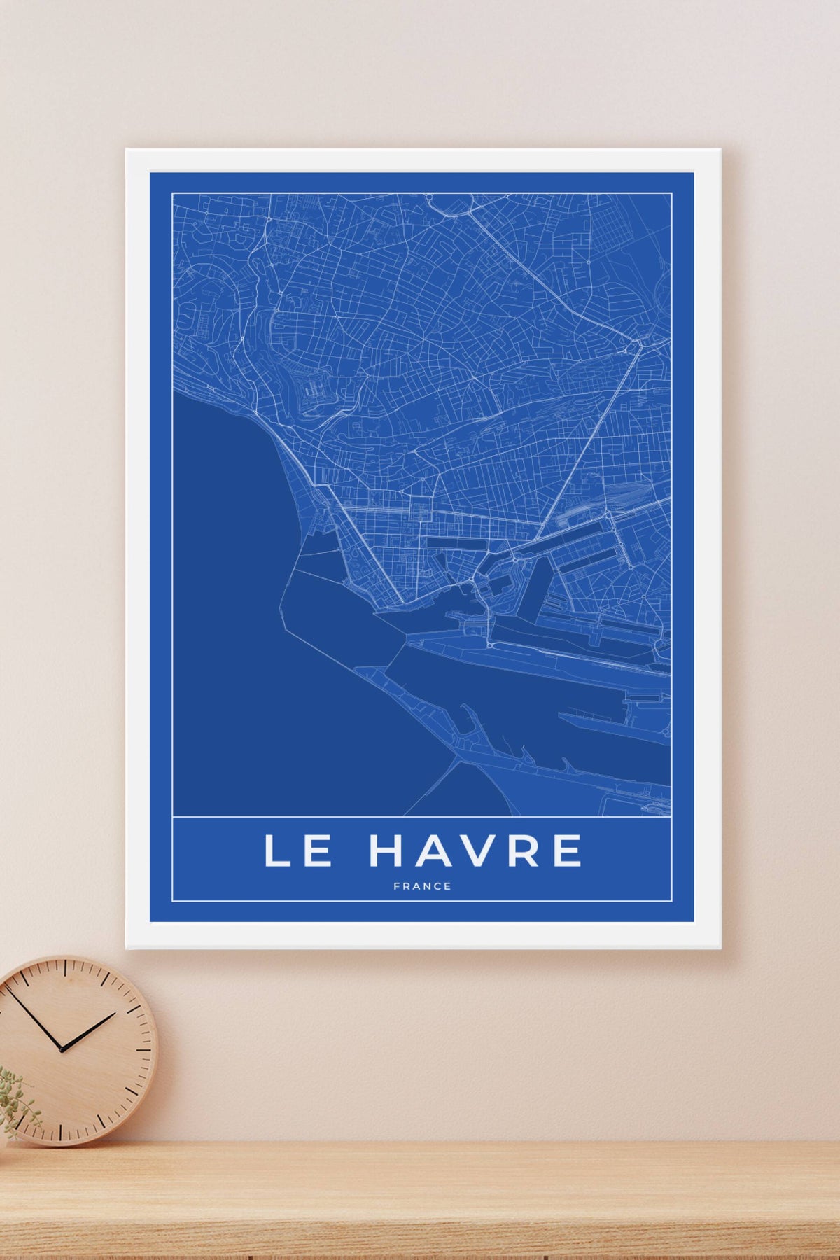 Carte du Le Havre bleue - Affiche personnalisée