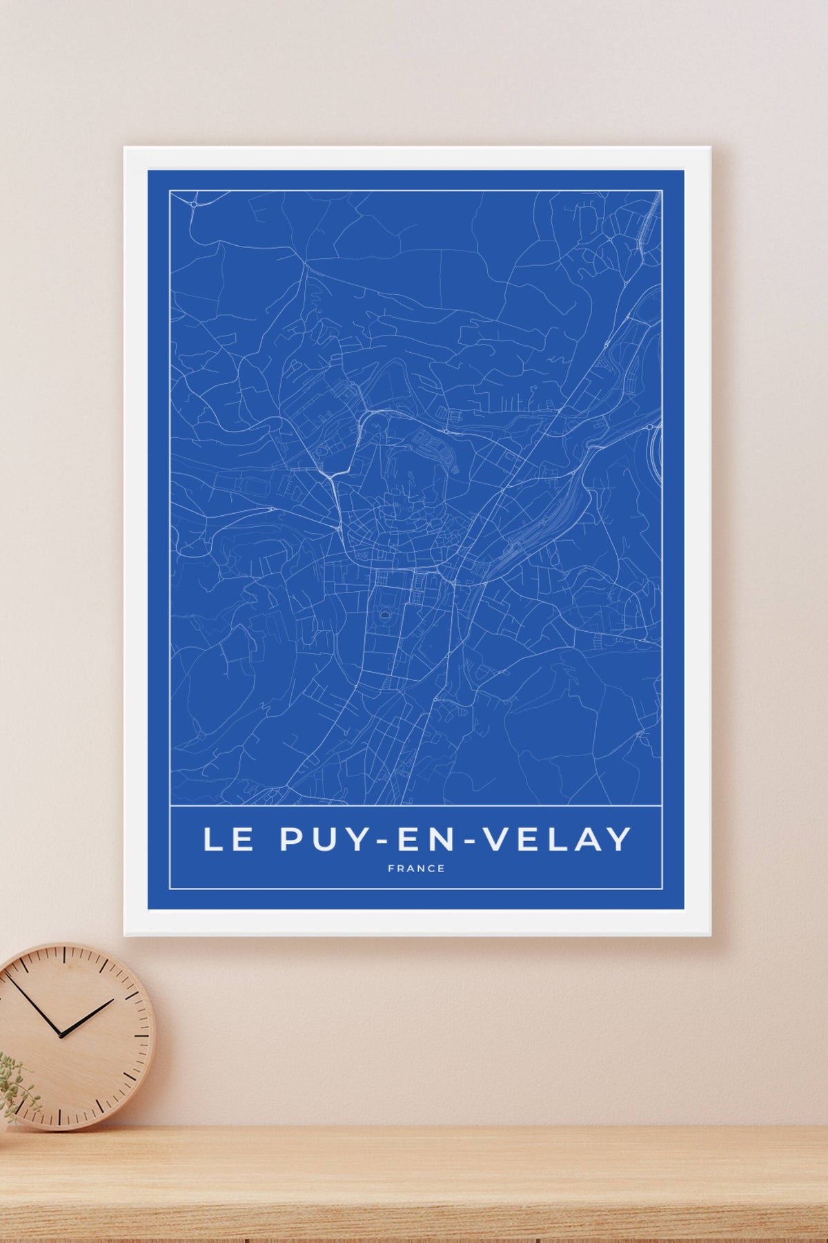 Carte du Puy-en-Velay bleue - Affiche personnalisée
