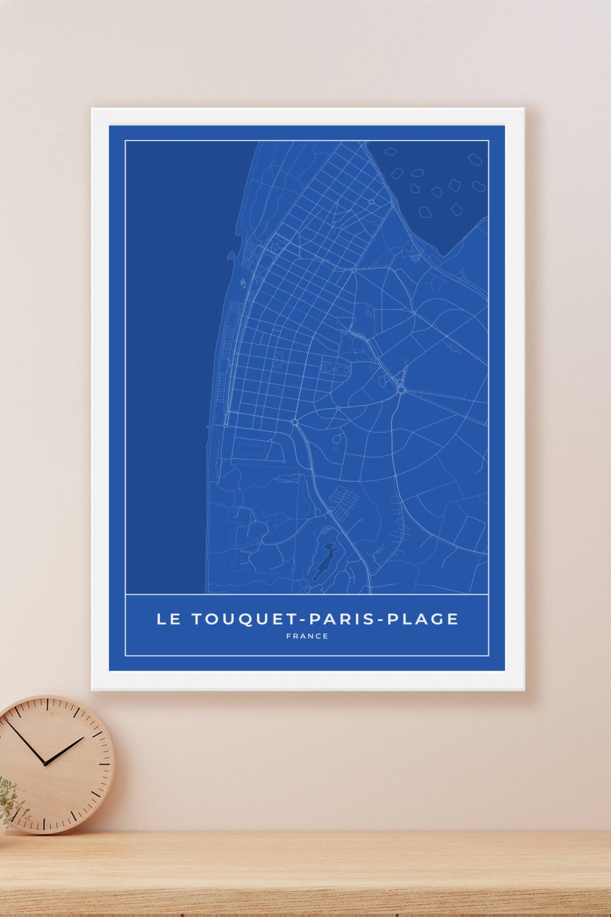 Carte du Touquet-Paris-Plage bleue - Affiche personnalisée