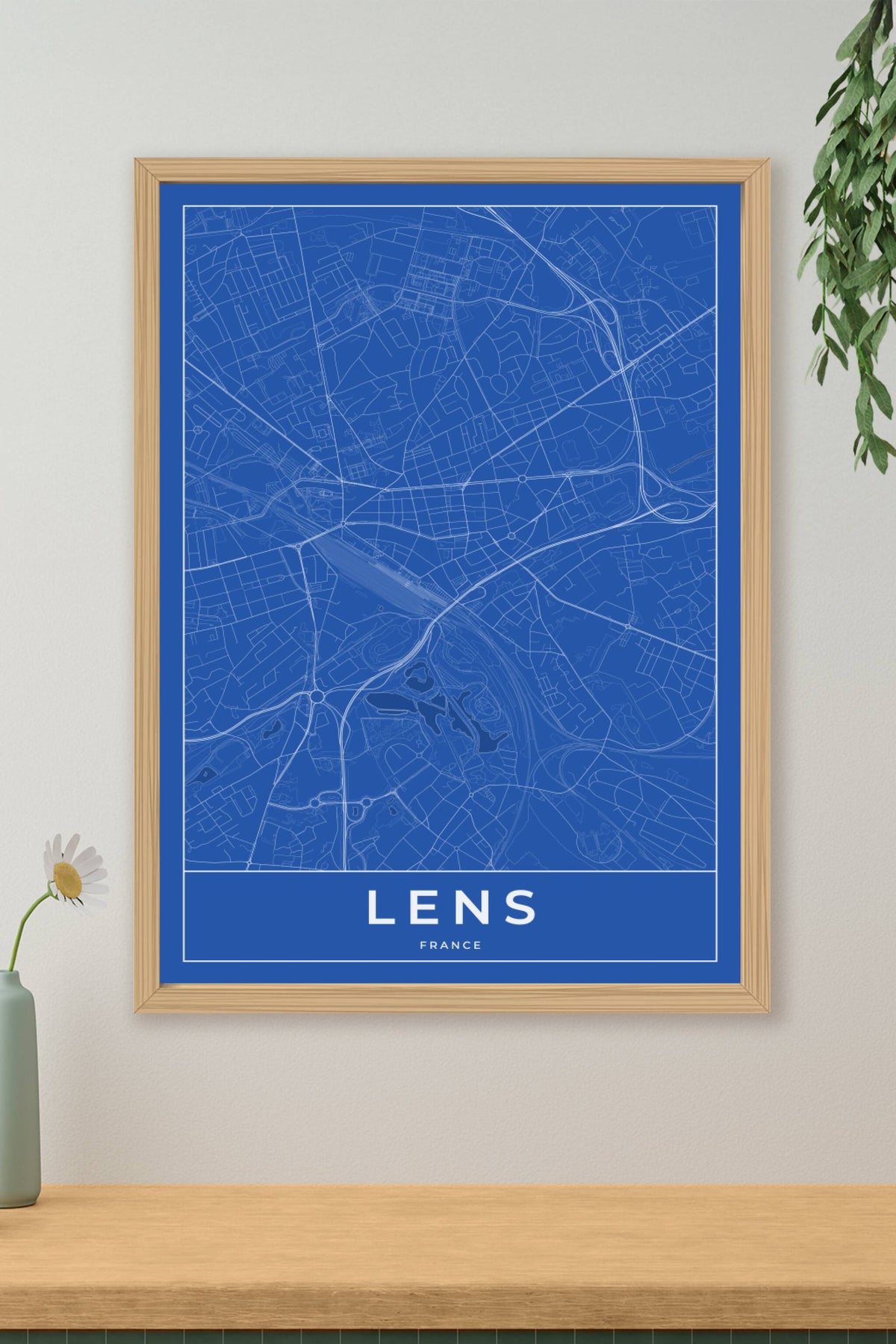 Carte de Lens bleue - Affiche personnalisée