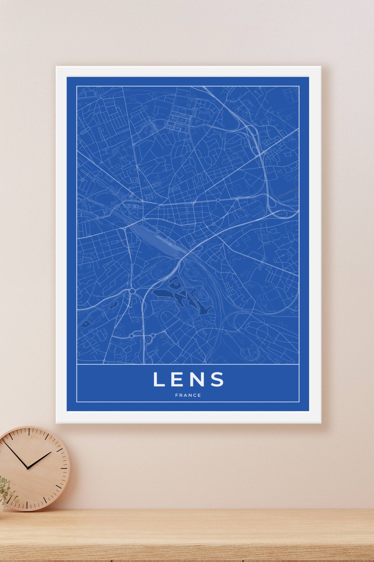 Carte de Lens bleue - Affiche personnalisée
