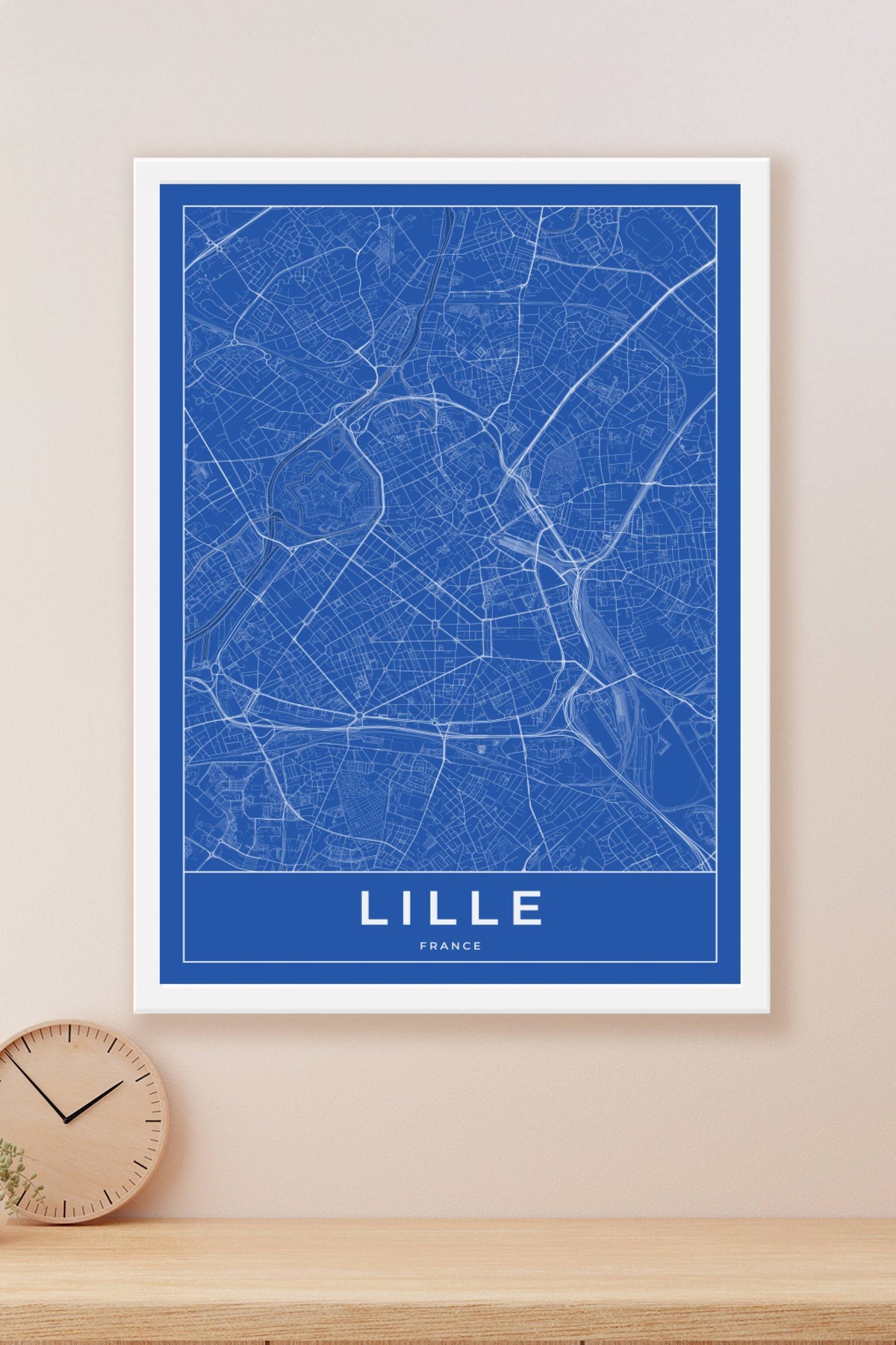 Carte de Lille bleue - Affiche personnalisée