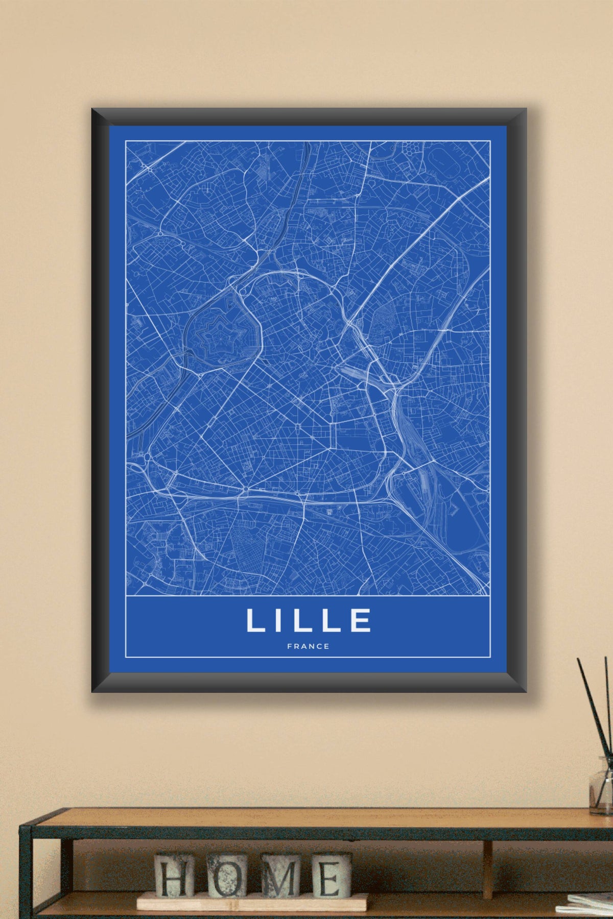 Carte de Lille bleue - Affiche personnalisée