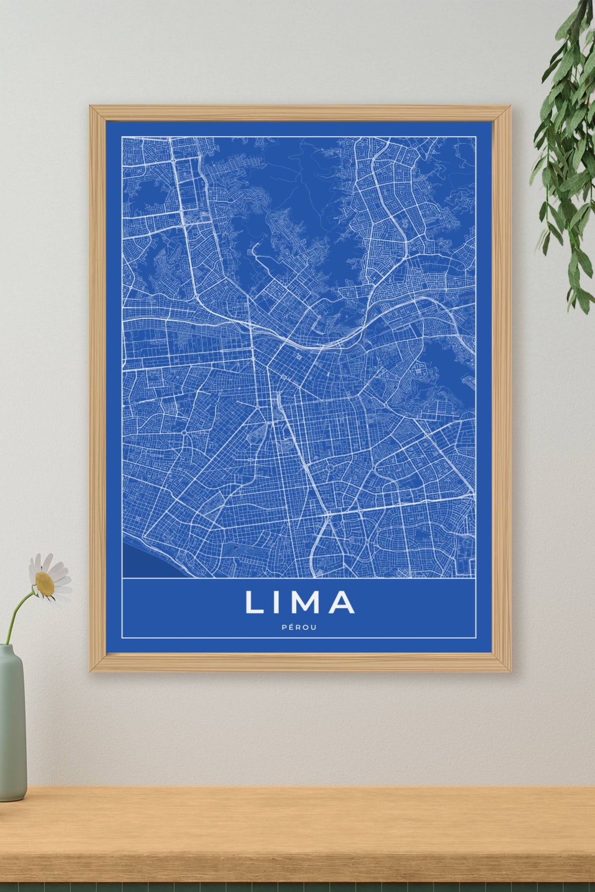 Carte de Lima bleue - Affiche personnalisée