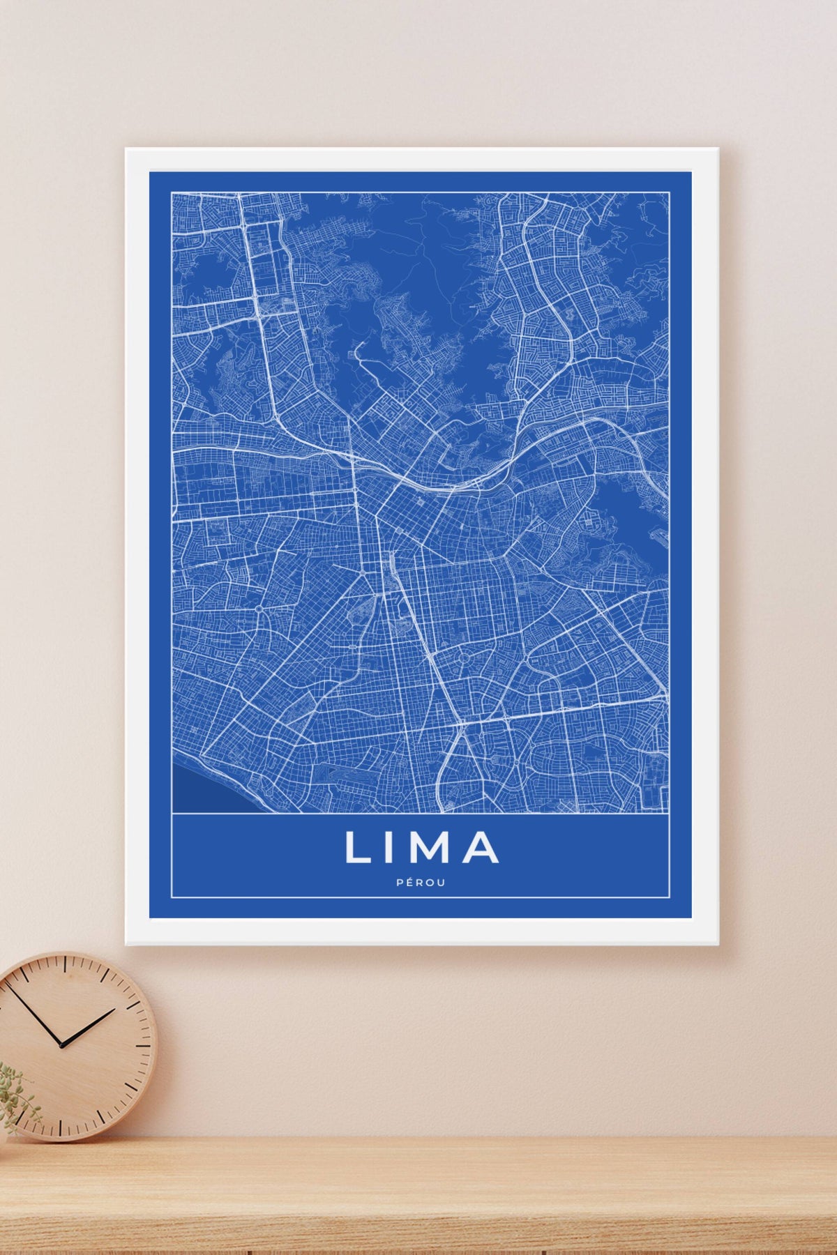 Carte de Lima bleue - Affiche personnalisée