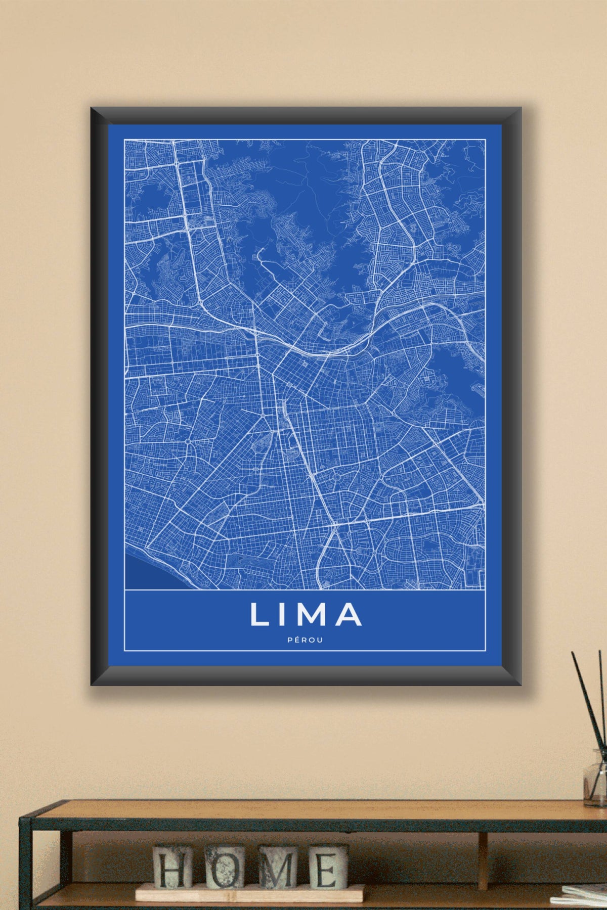 Carte de Lima bleue - Affiche personnalisée