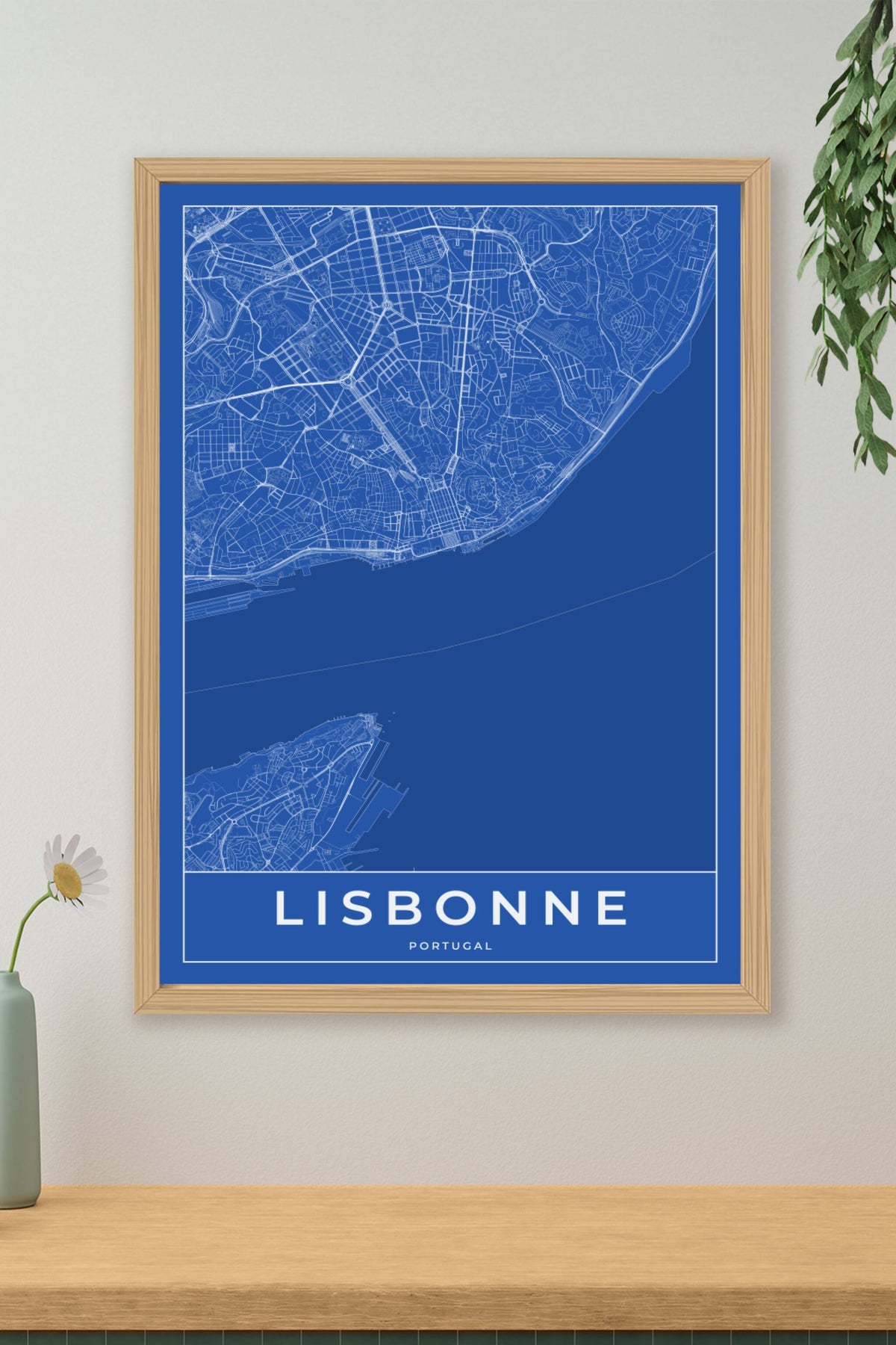 Carte de Lisbonne bleue - Affiche personnalisée