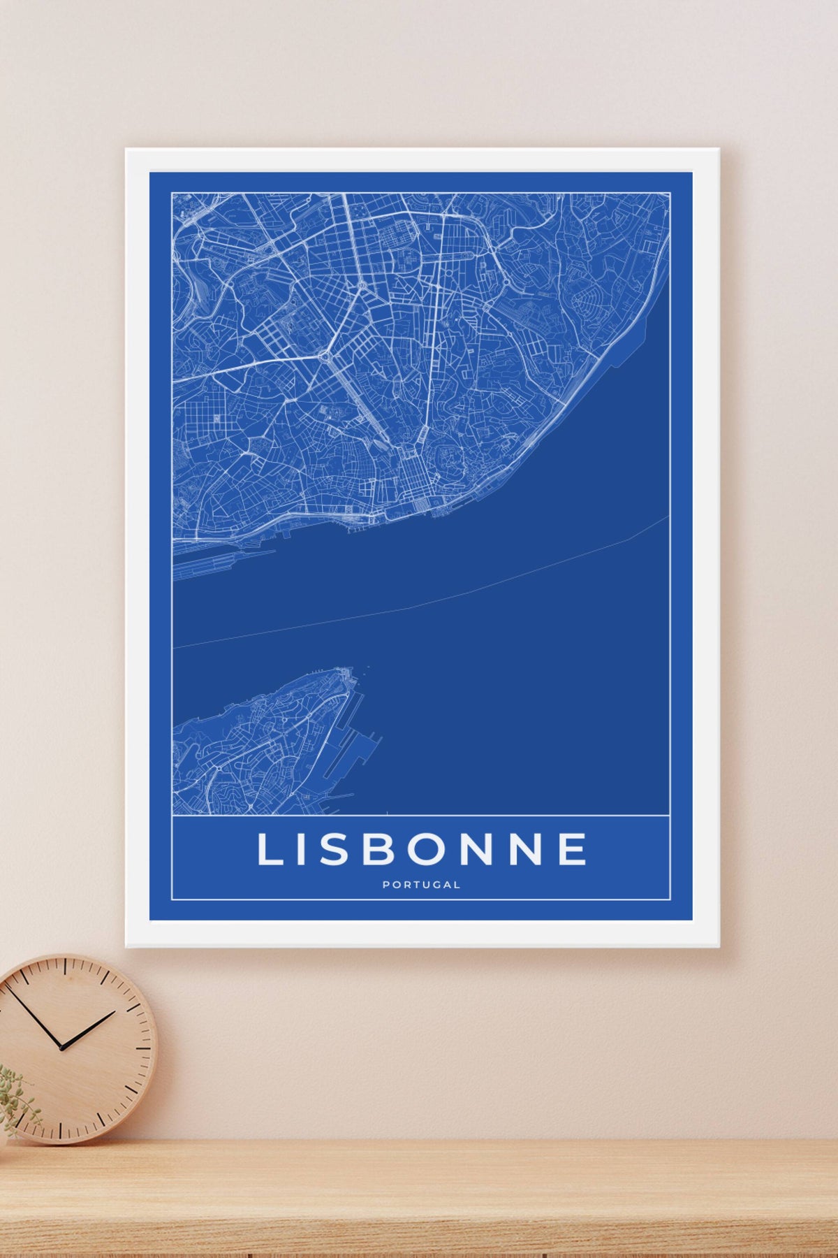Carte de Lisbonne bleue - Affiche personnalisée