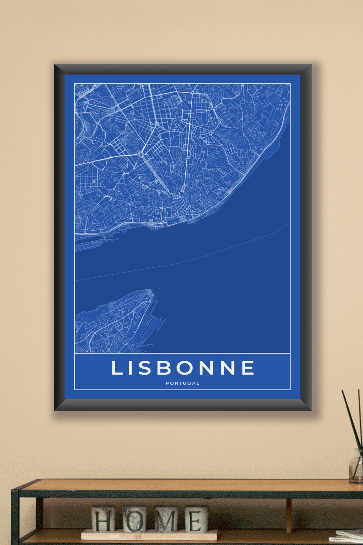 Carte de Lisbonne bleue - Affiche personnalisée