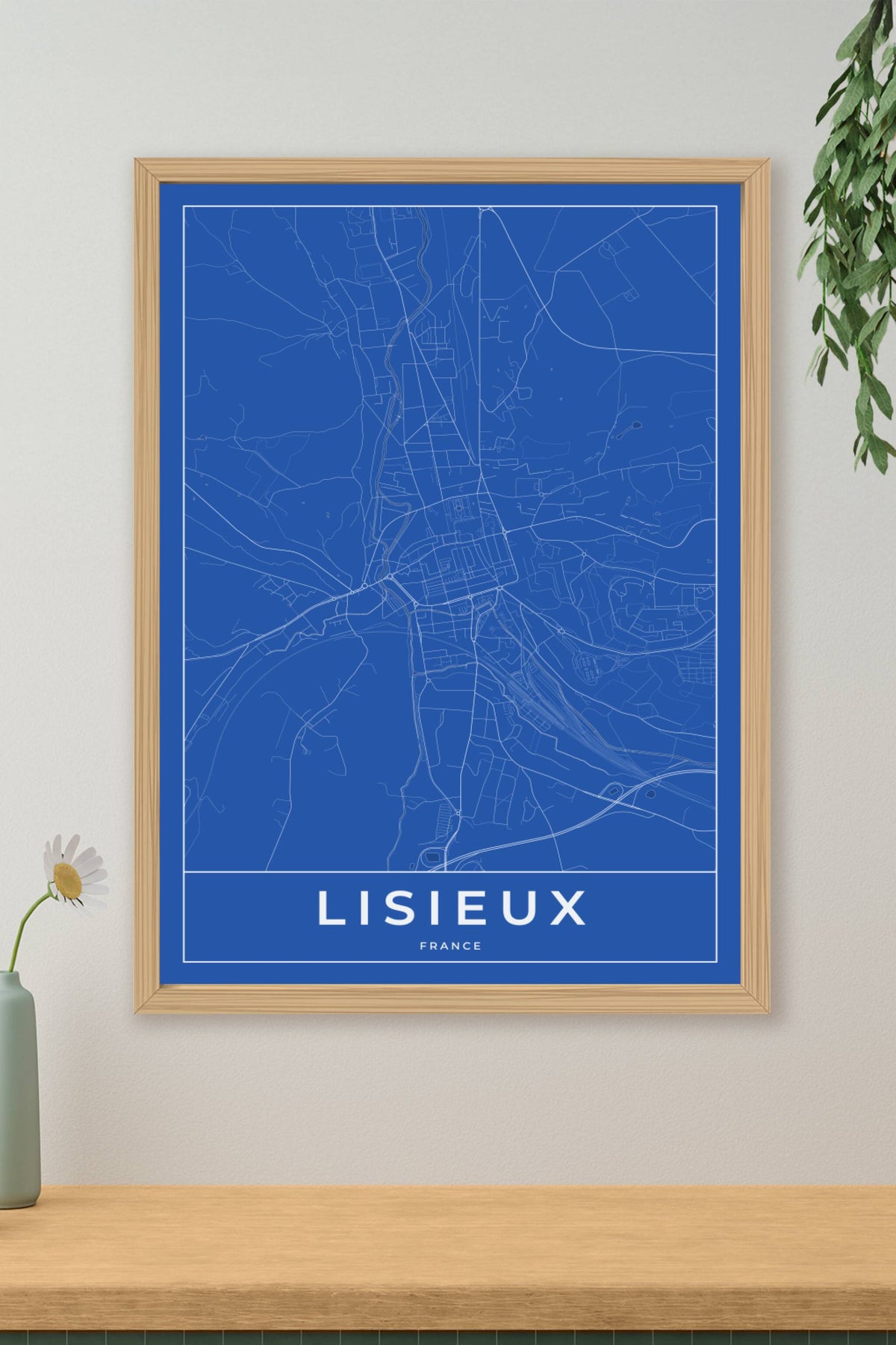 Carte de Lisieux bleue - Affiche personnalisée