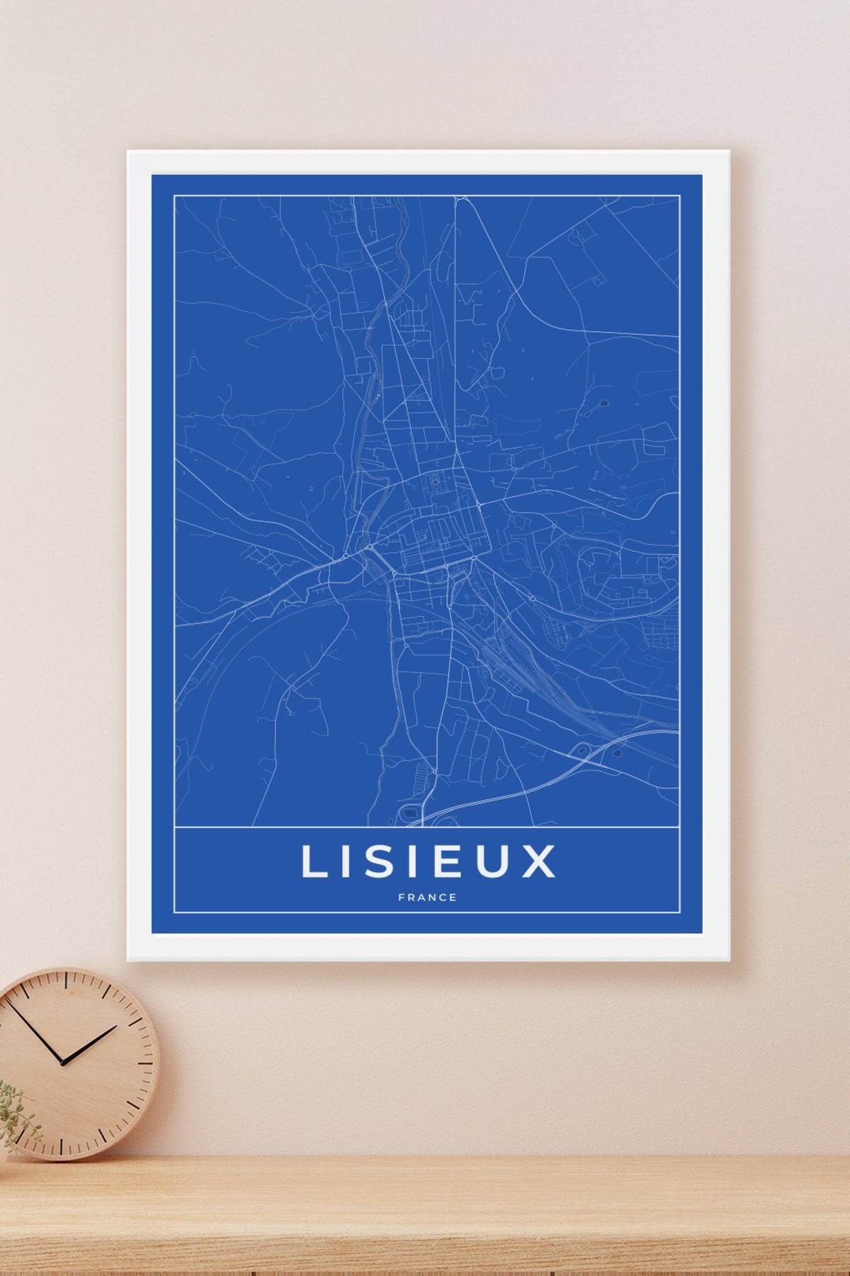 Carte de Lisieux bleue - Affiche personnalisée