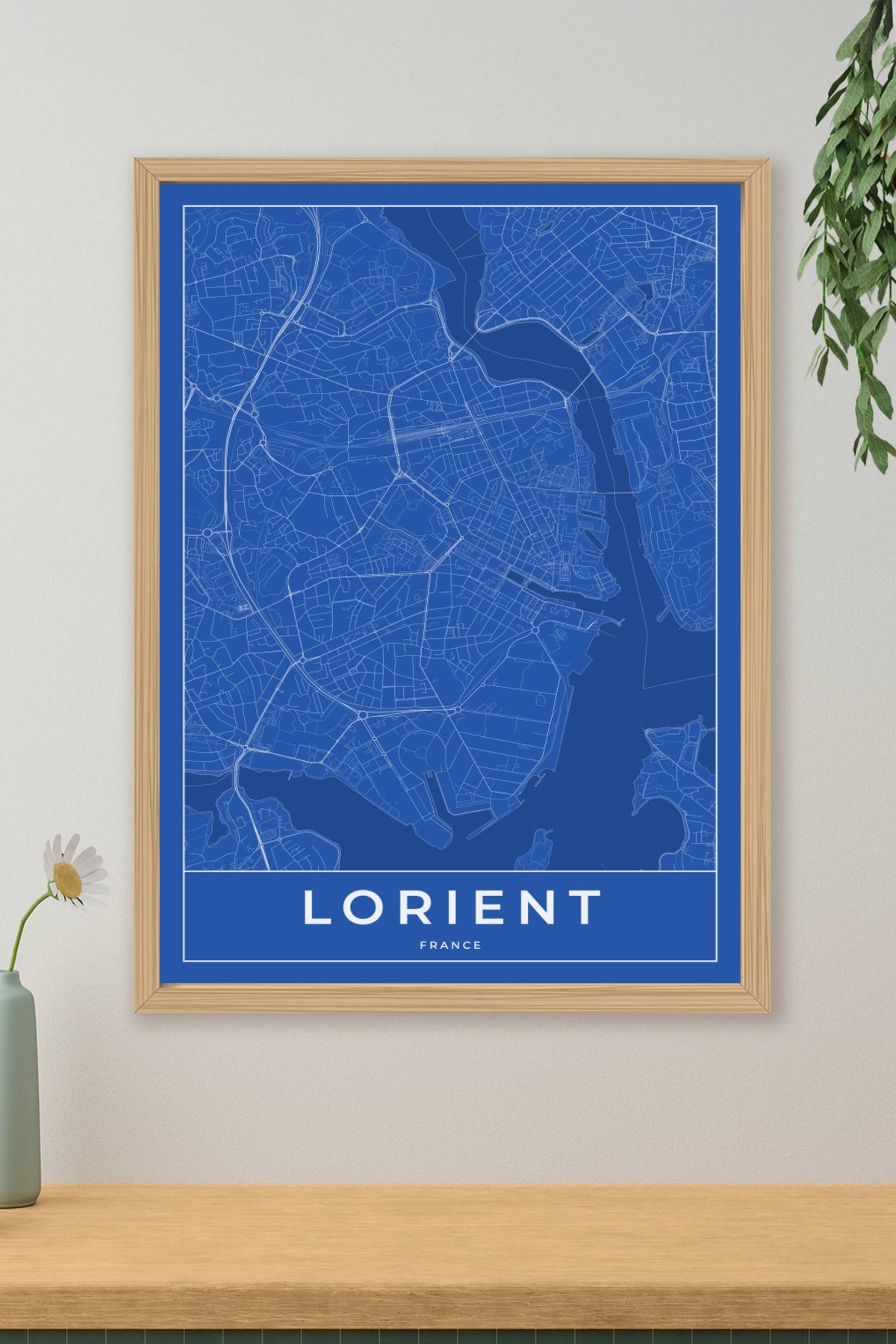Carte de Lorient bleue - Affiche personnalisée