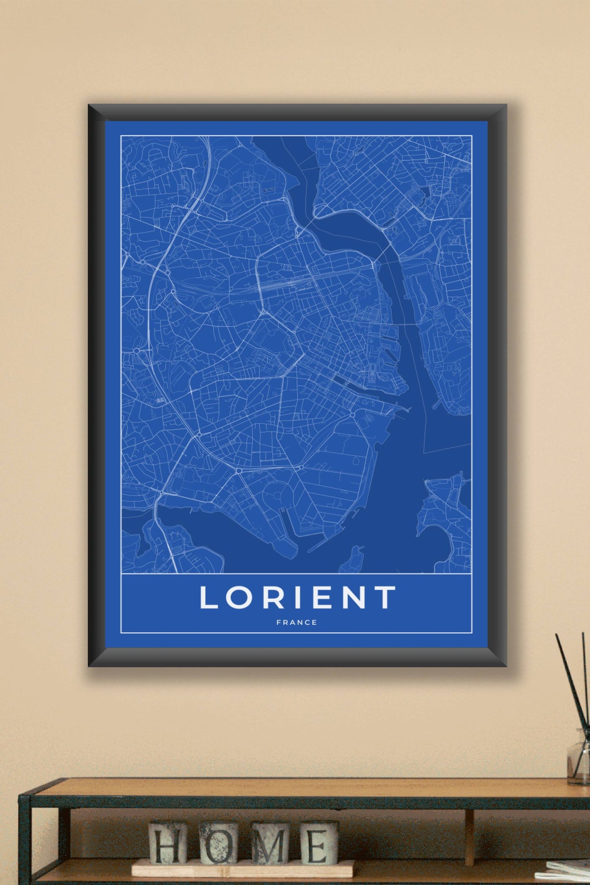 Carte de Lorient bleue - Affiche personnalisée