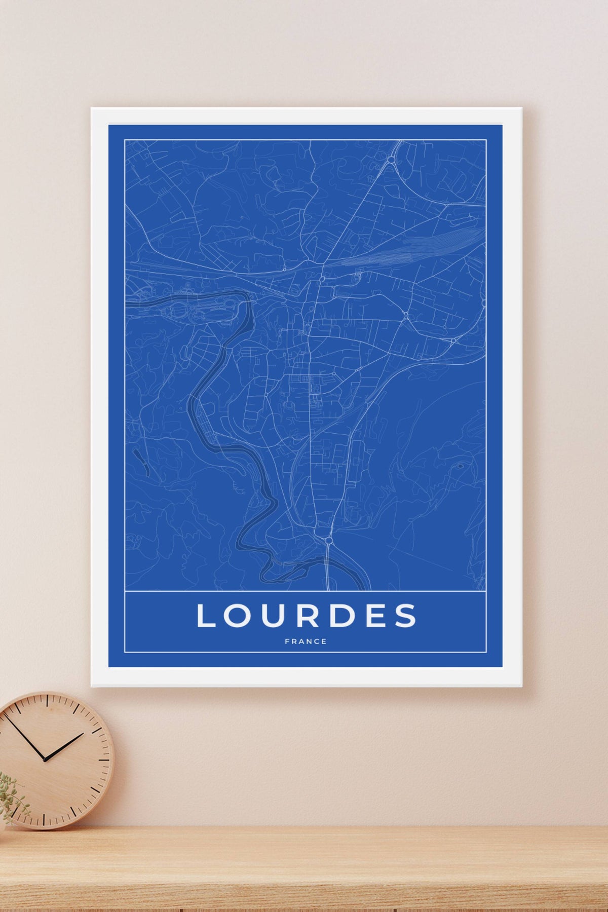 Carte de Lourdes bleue - Affiche personnalisée