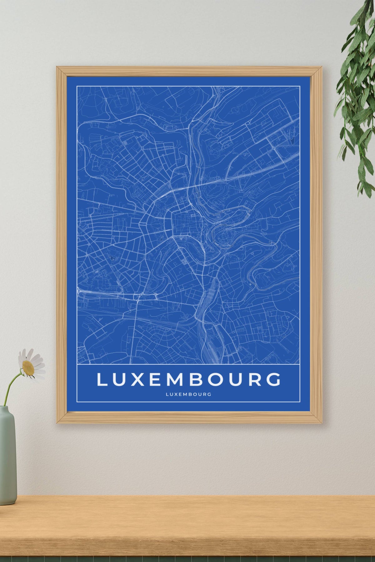 Carte du Luxembourg bleue - Affiche personnalisée
