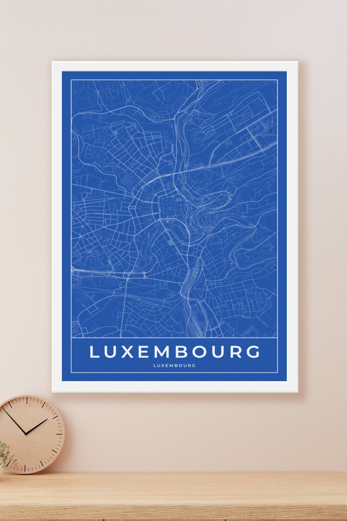 Carte du Luxembourg bleue - Affiche personnalisée