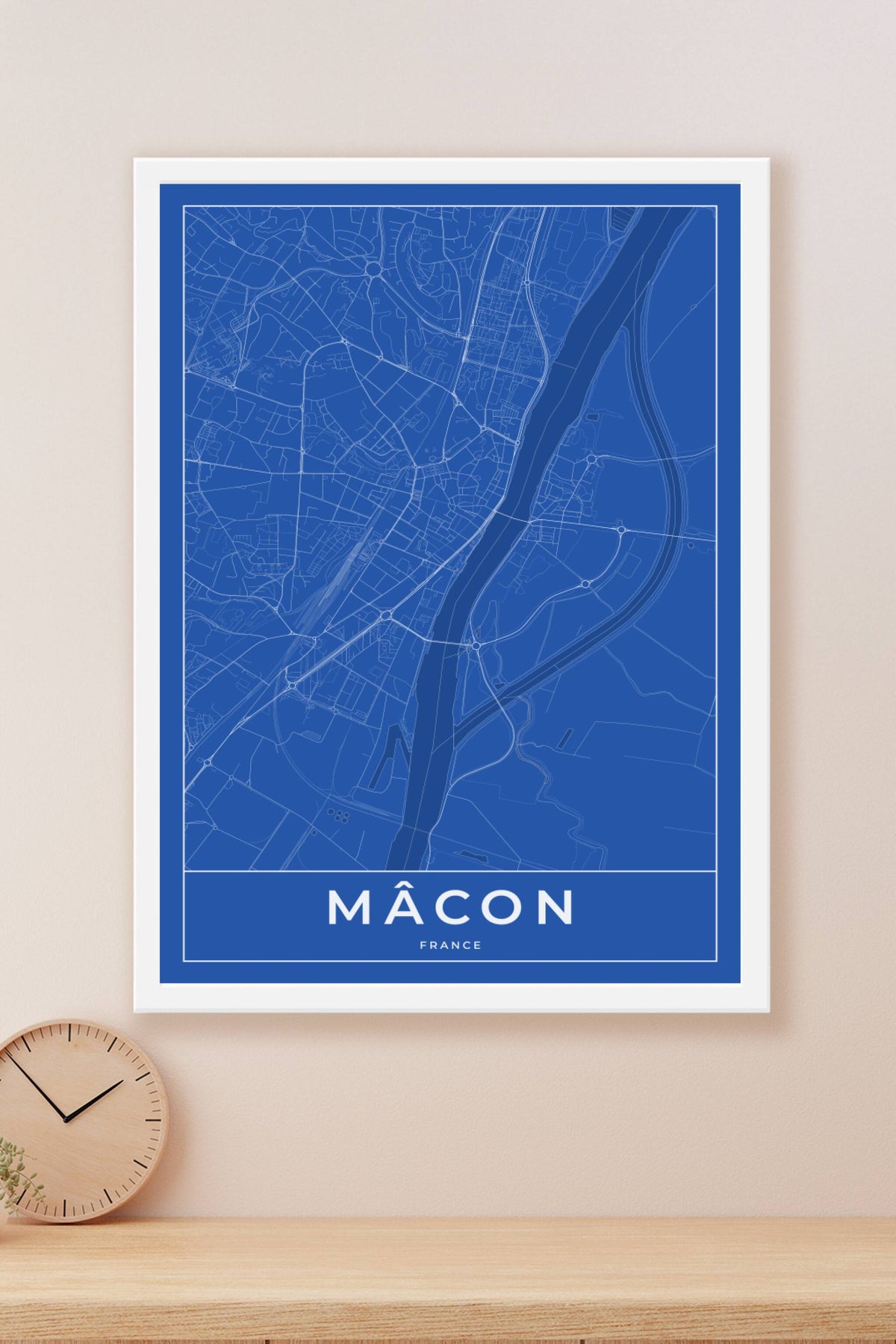 Carte de Mâcon bleue - Affiche personnalisée