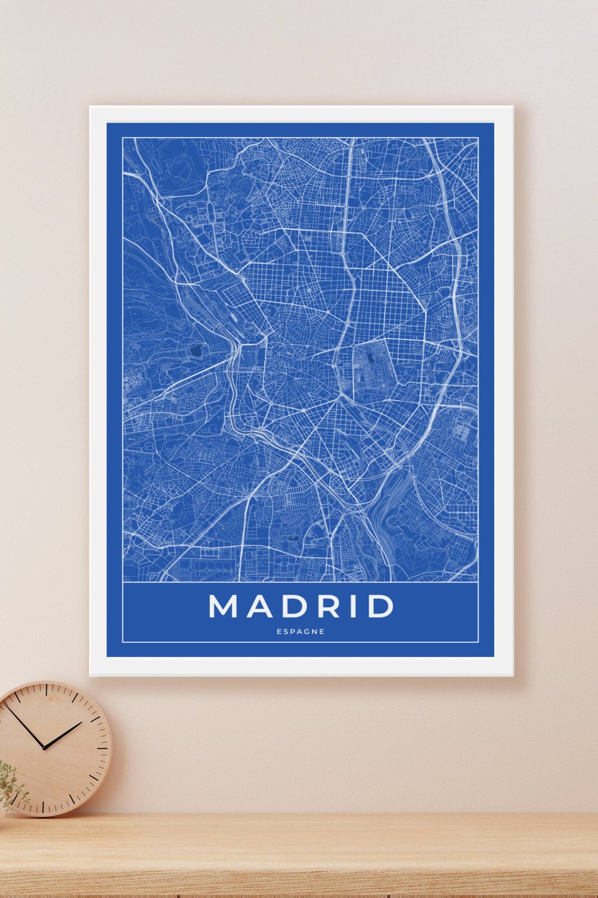 Carte de Madrid bleue - Affiche personnalisée