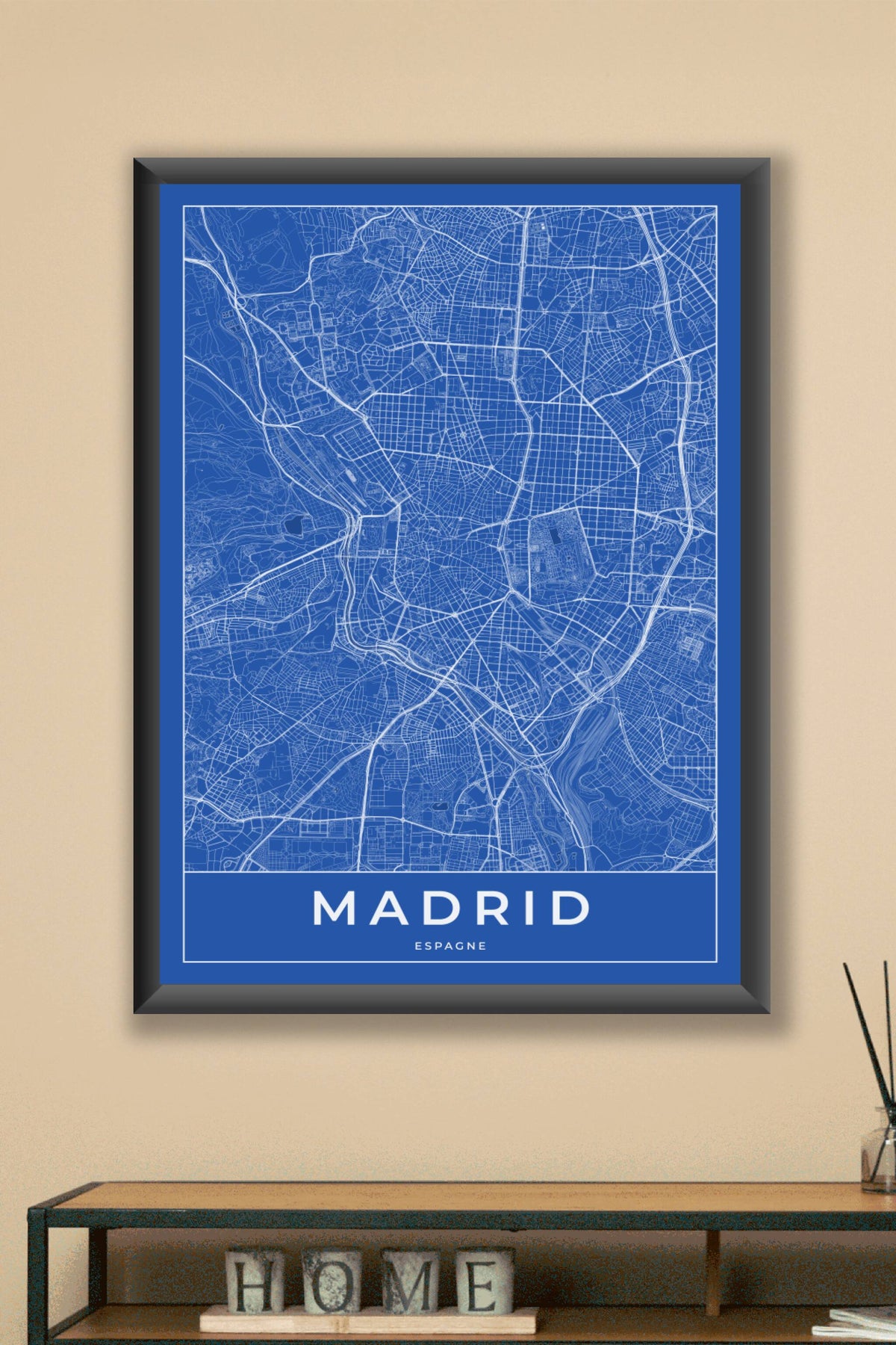 Carte de Madrid bleue - Affiche personnalisée