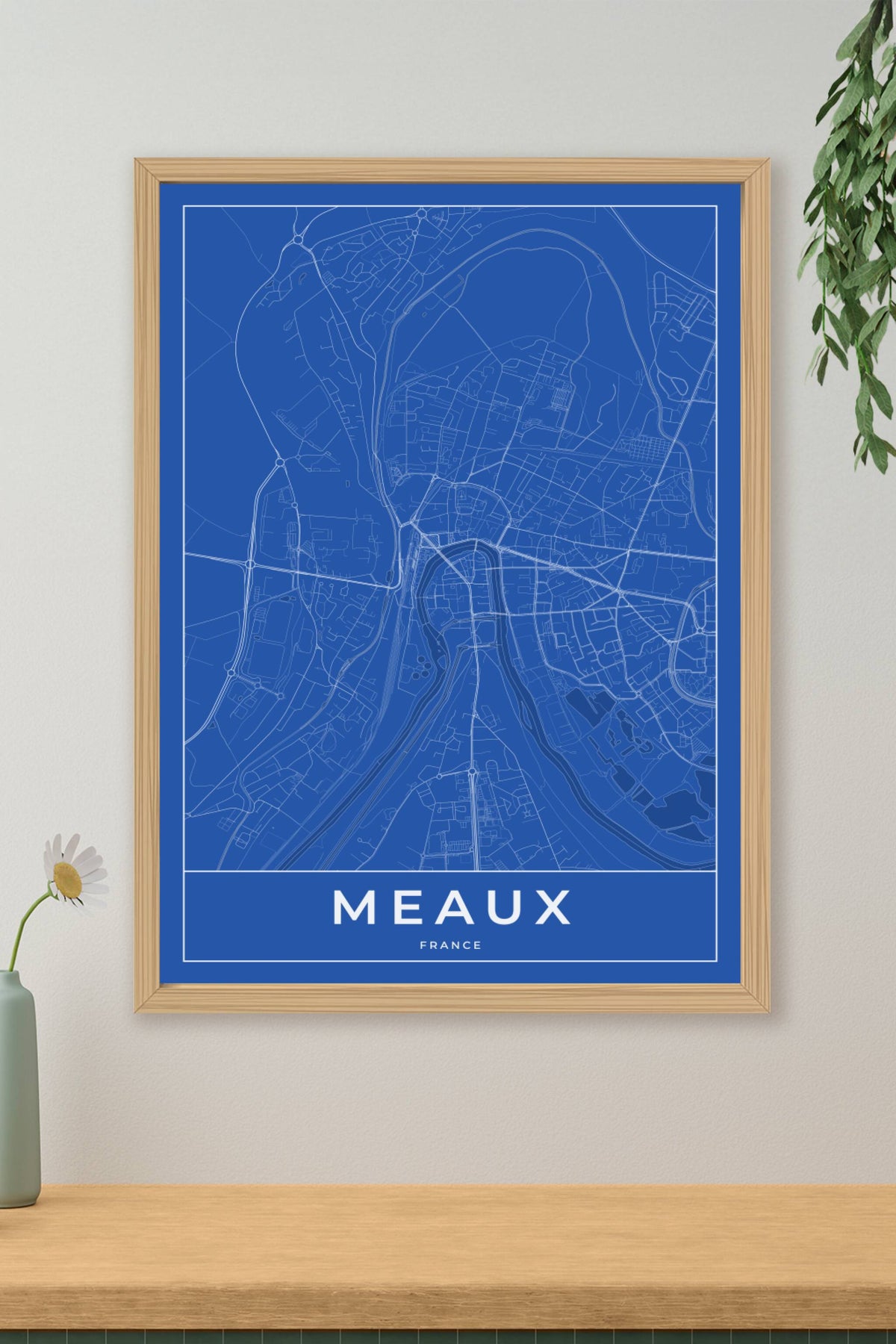 Carte de Meaux bleue - Affiche personnalisée