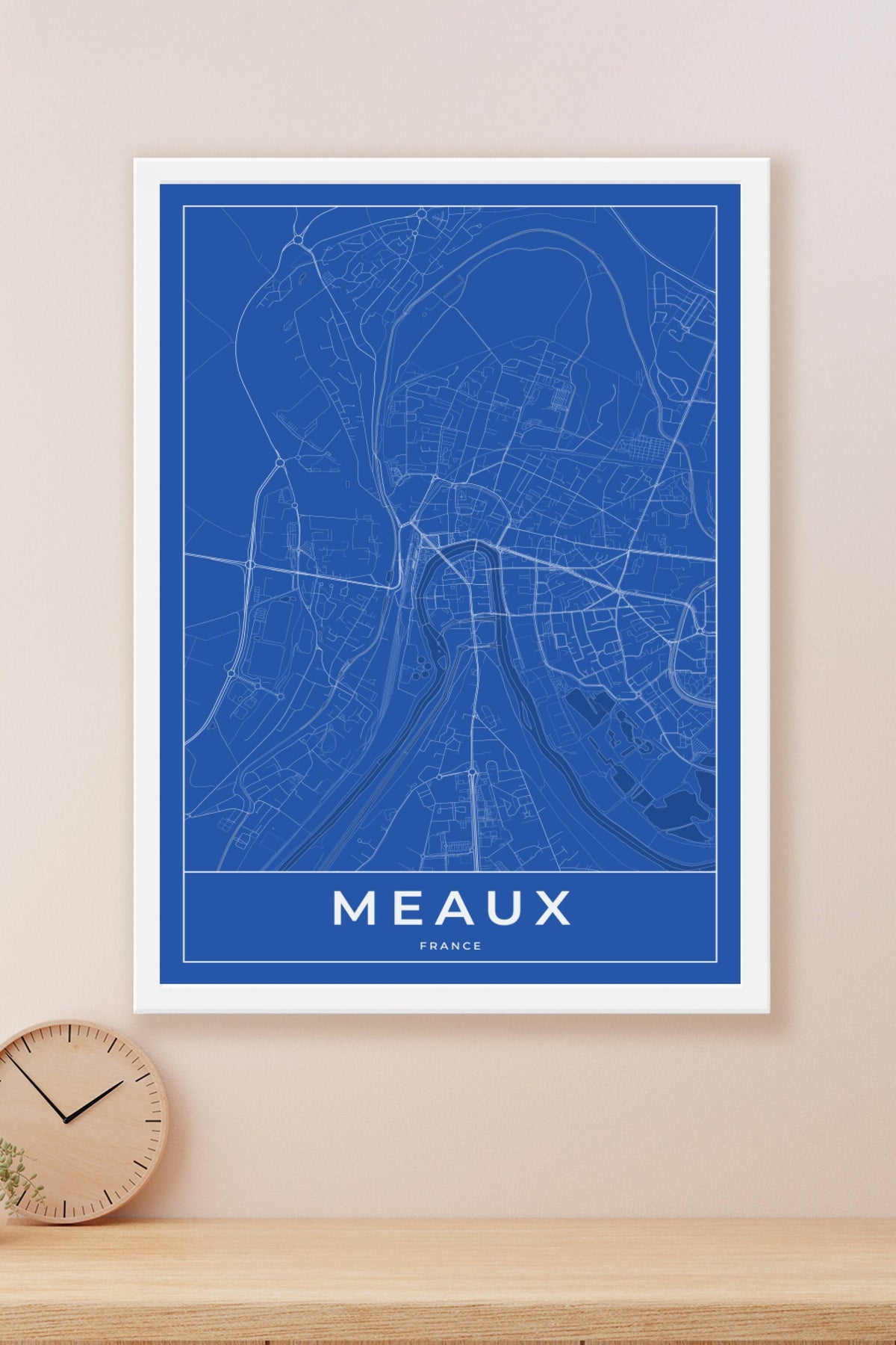 Carte de Meaux bleue - Affiche personnalisée