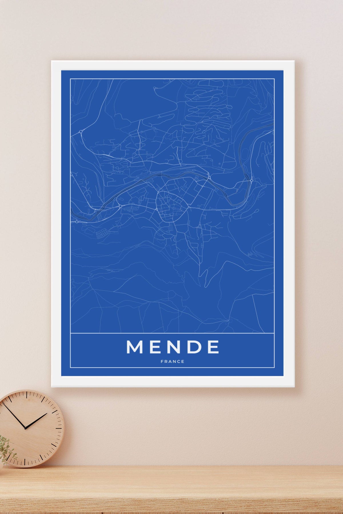 Carte de Mende bleue - Affiche personnalisée