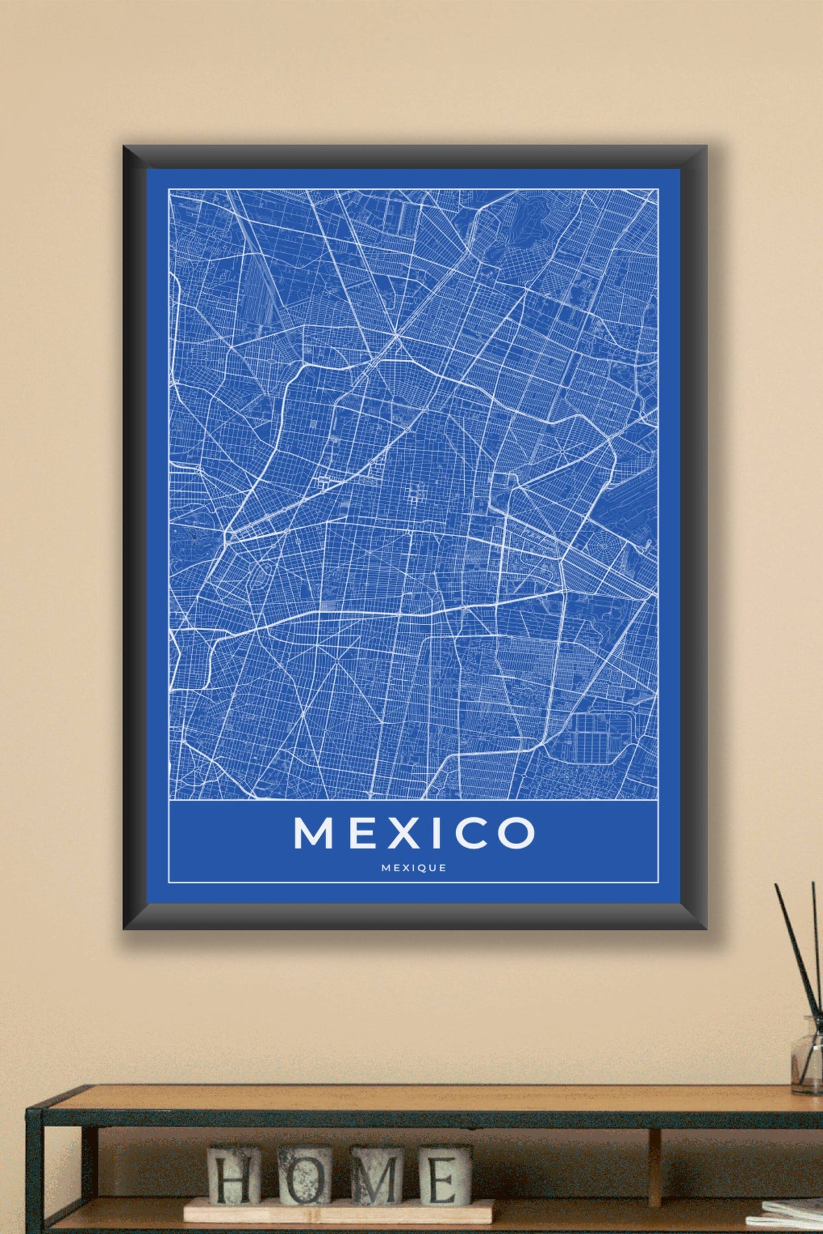 Carte de Mexico bleue - Affiche personnalisée