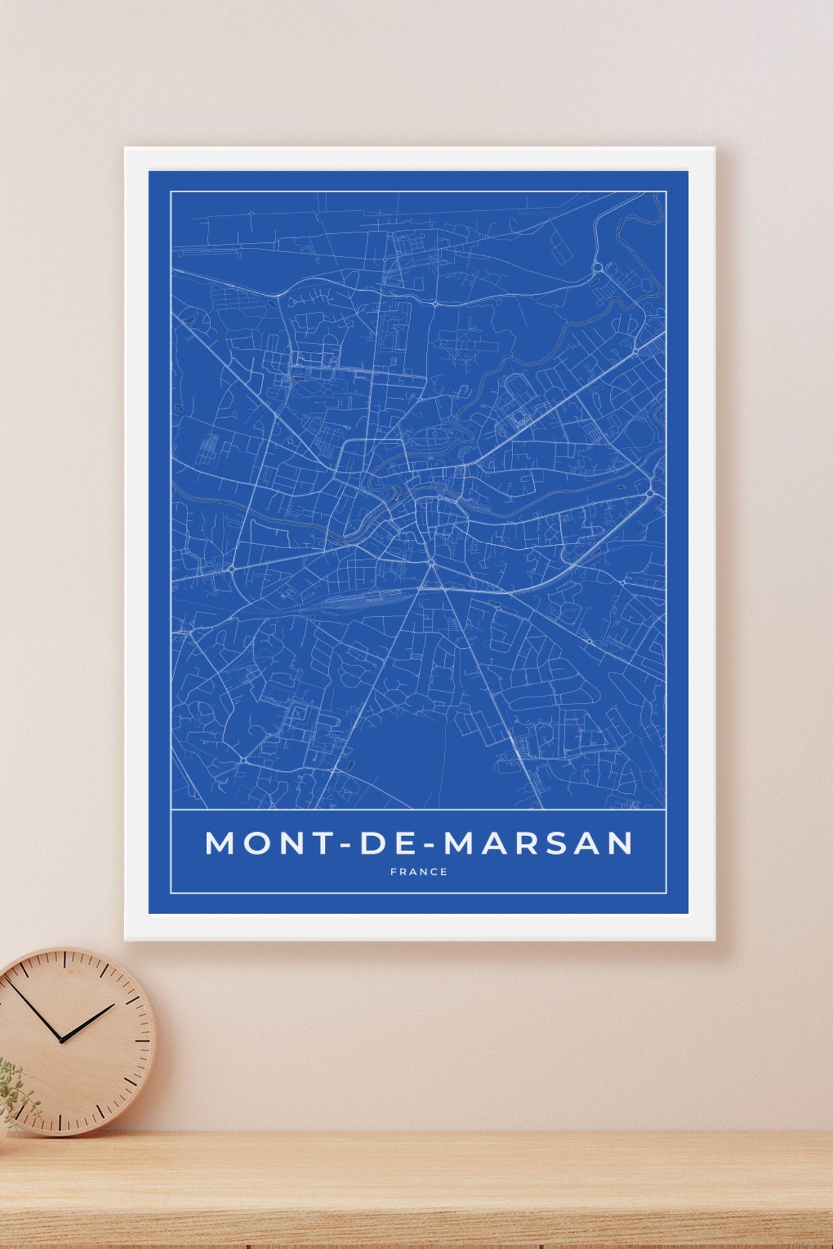 Carte de Mont-de-Marsan bleue - Affiche personnalisée