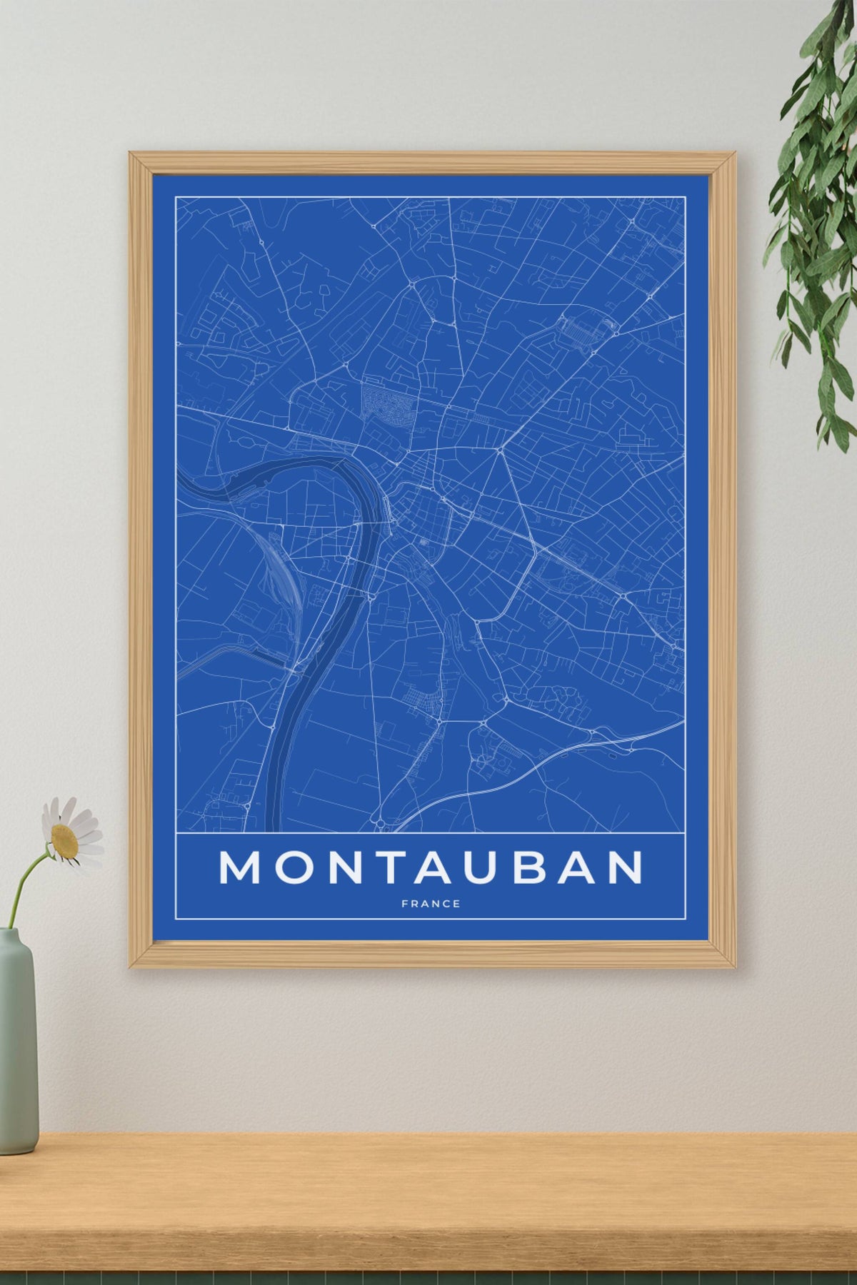Carte de Montauban bleue - Affiche personnalisée