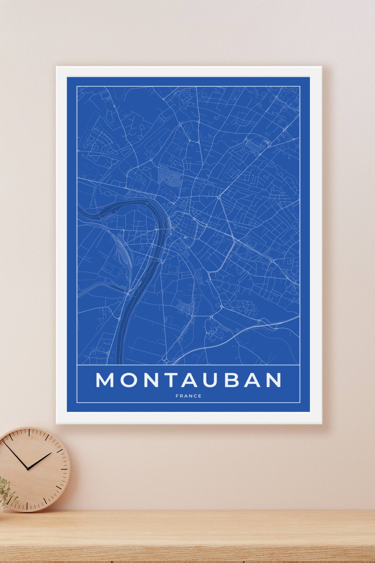 Carte de Montauban bleue - Affiche personnalisée