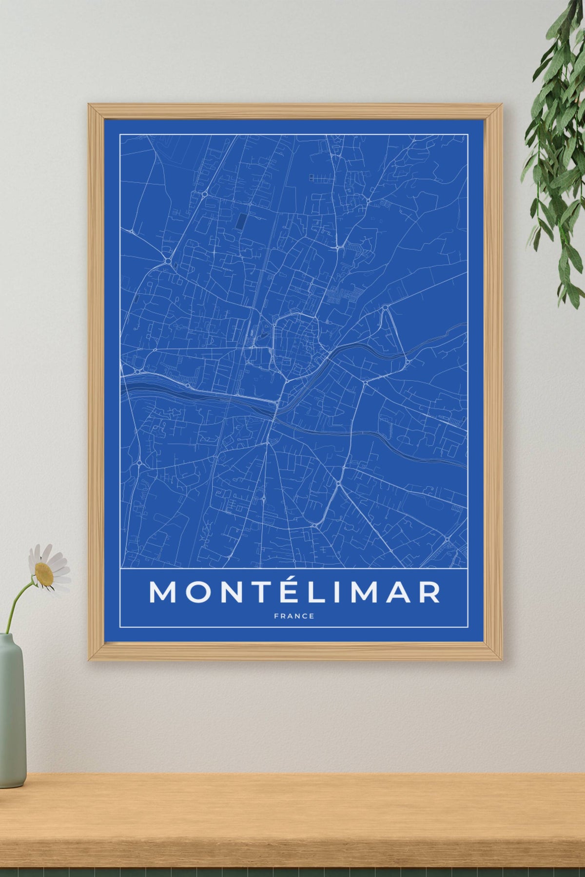 Carte de Montélimar bleue - Affiche personnalisée
