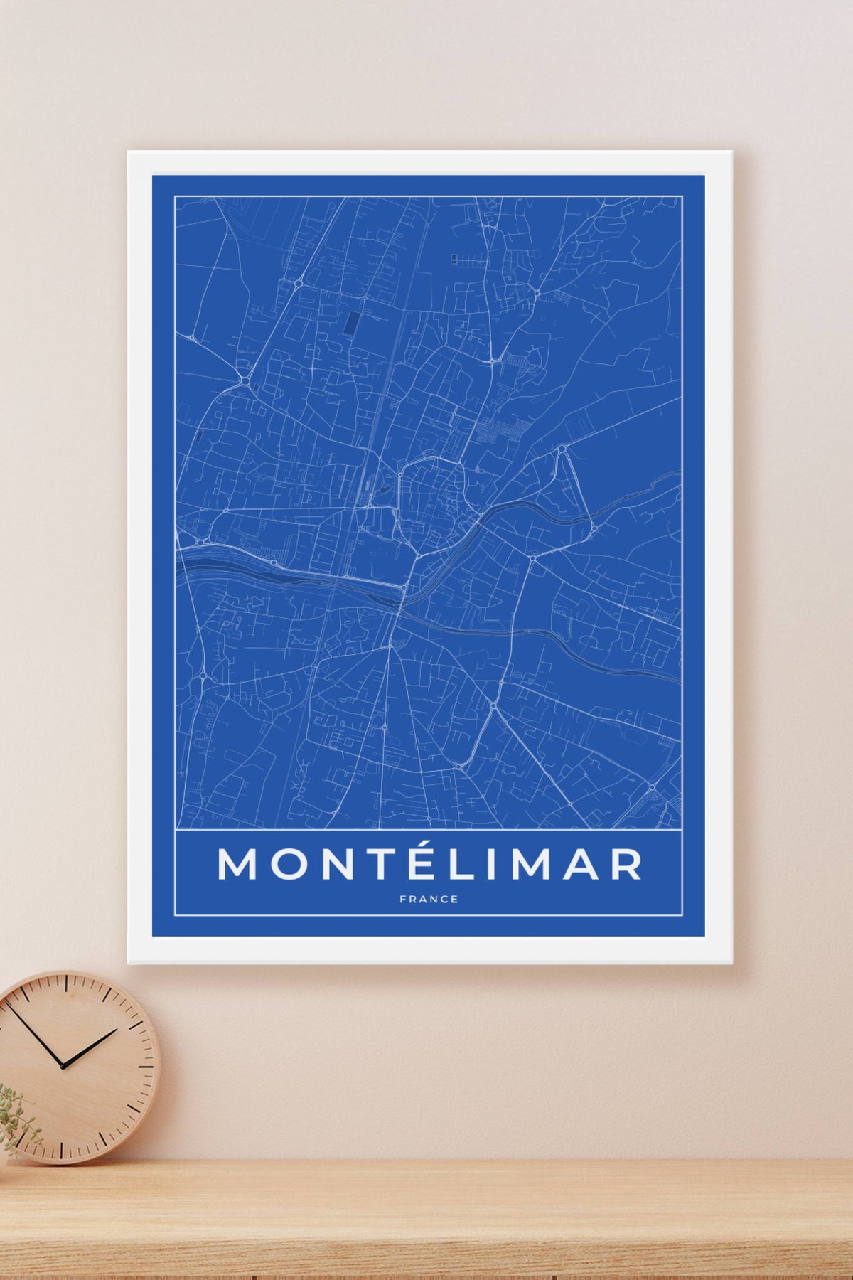 Carte de Montélimar bleue - Affiche personnalisée