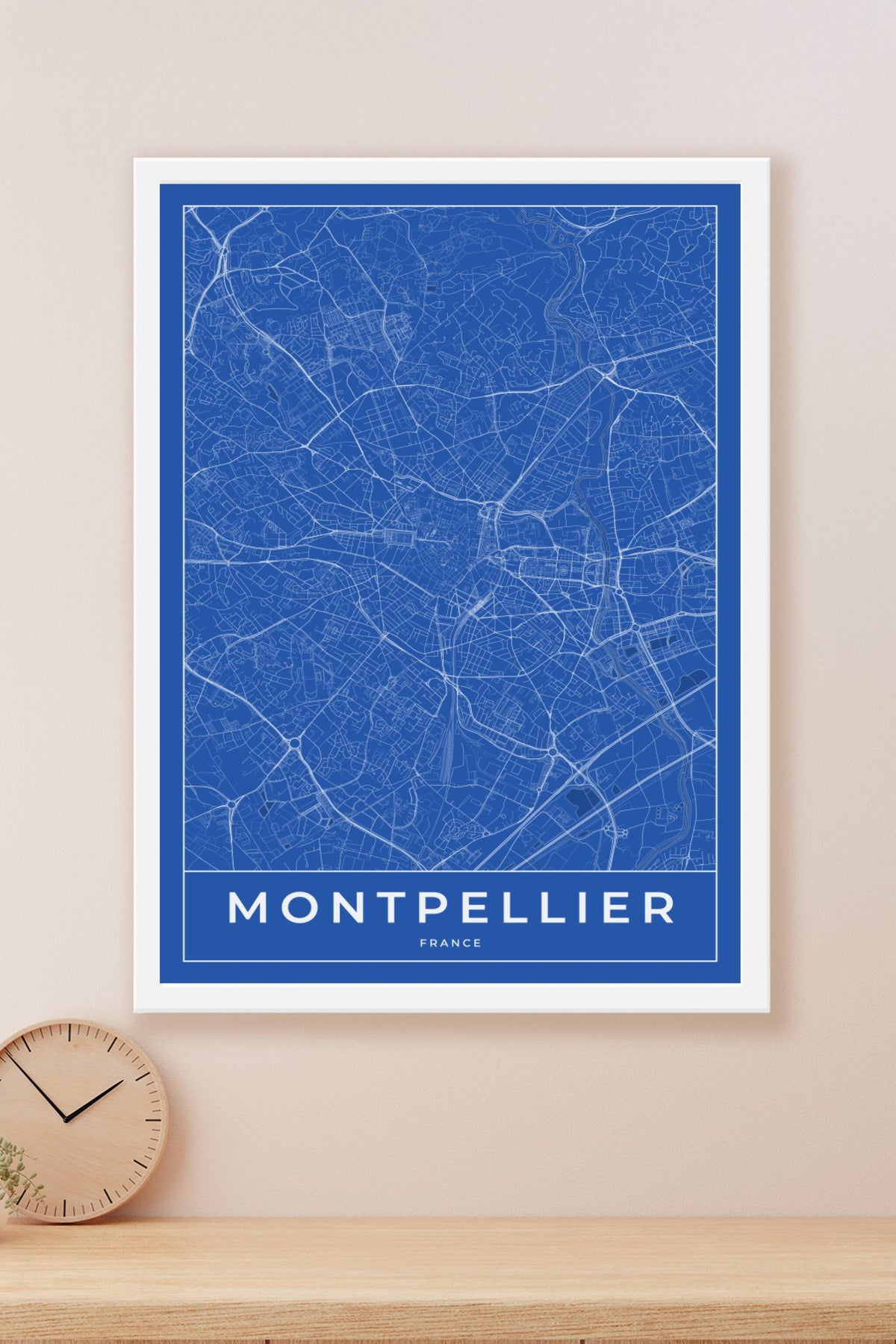Carte de Montpellier bleue - Affiche personnalisée