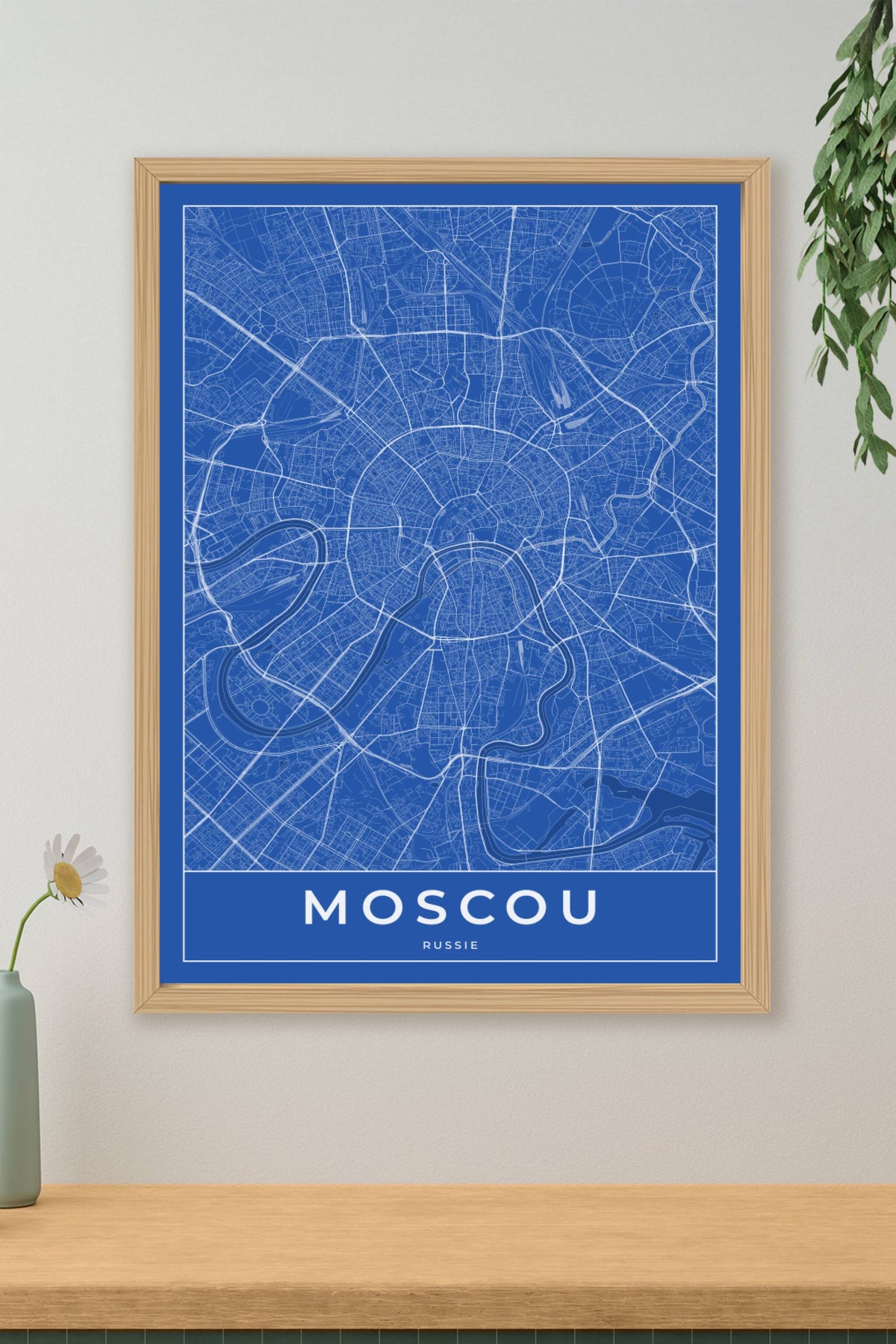 Carte de Moscou bleue - Affiche personnalisée