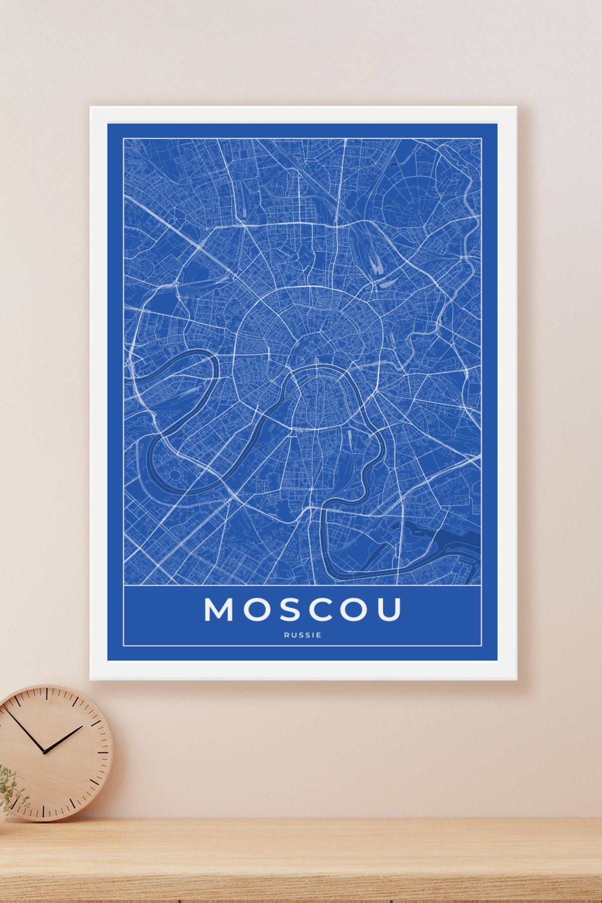 Carte de Moscou bleue - Affiche personnalisée