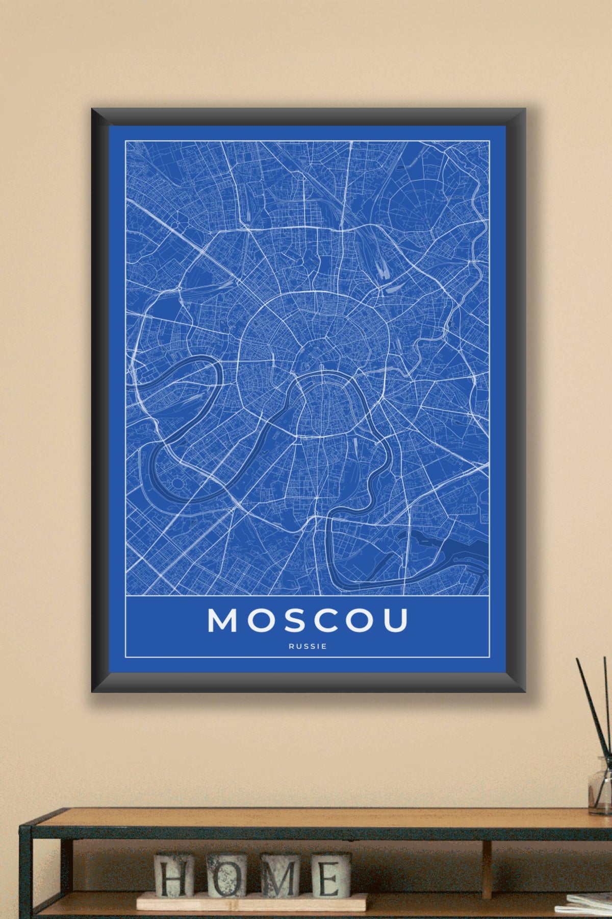 Carte de Moscou bleue - Affiche personnalisée
