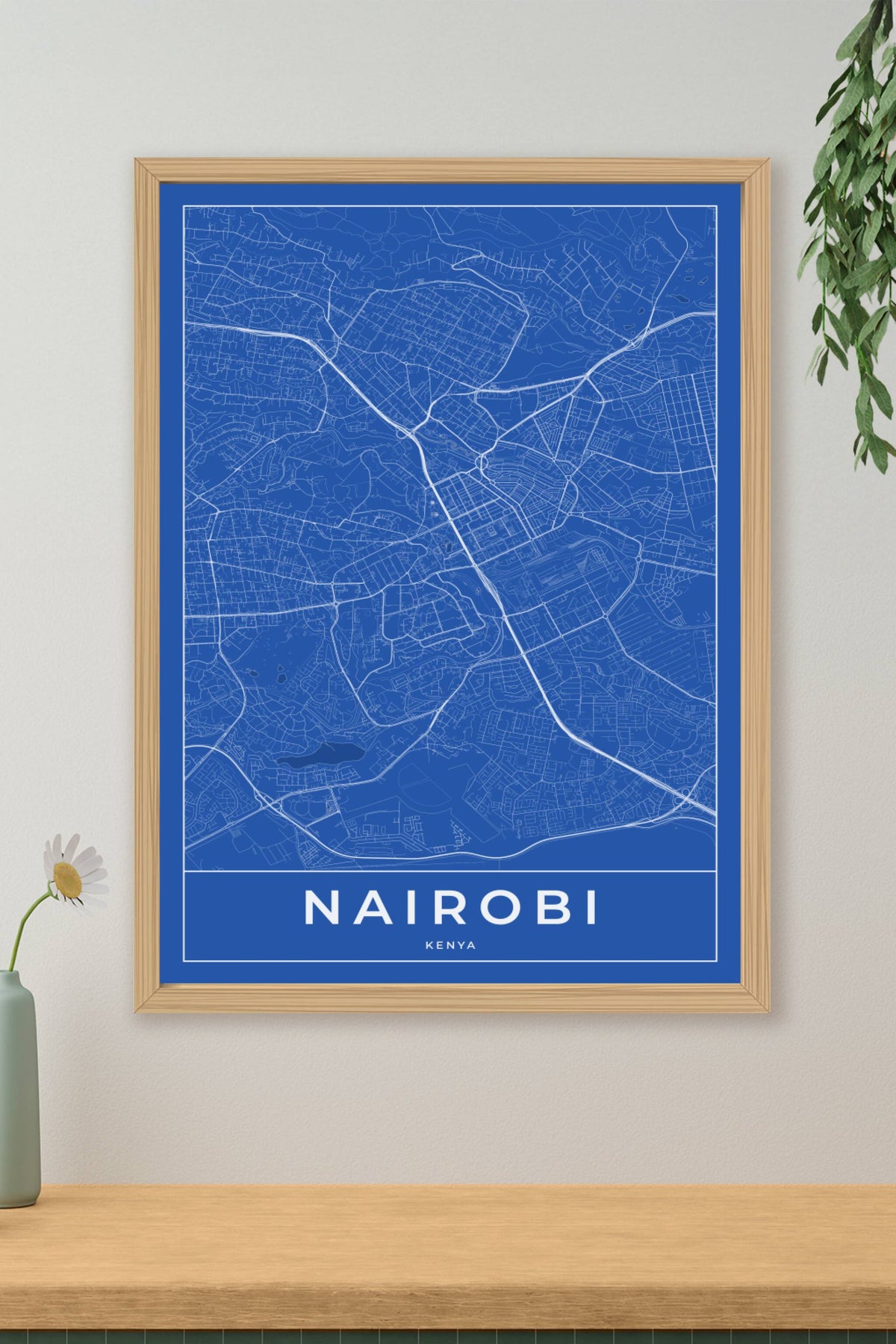 Carte de Nairobi bleue - Affiche personnalisée