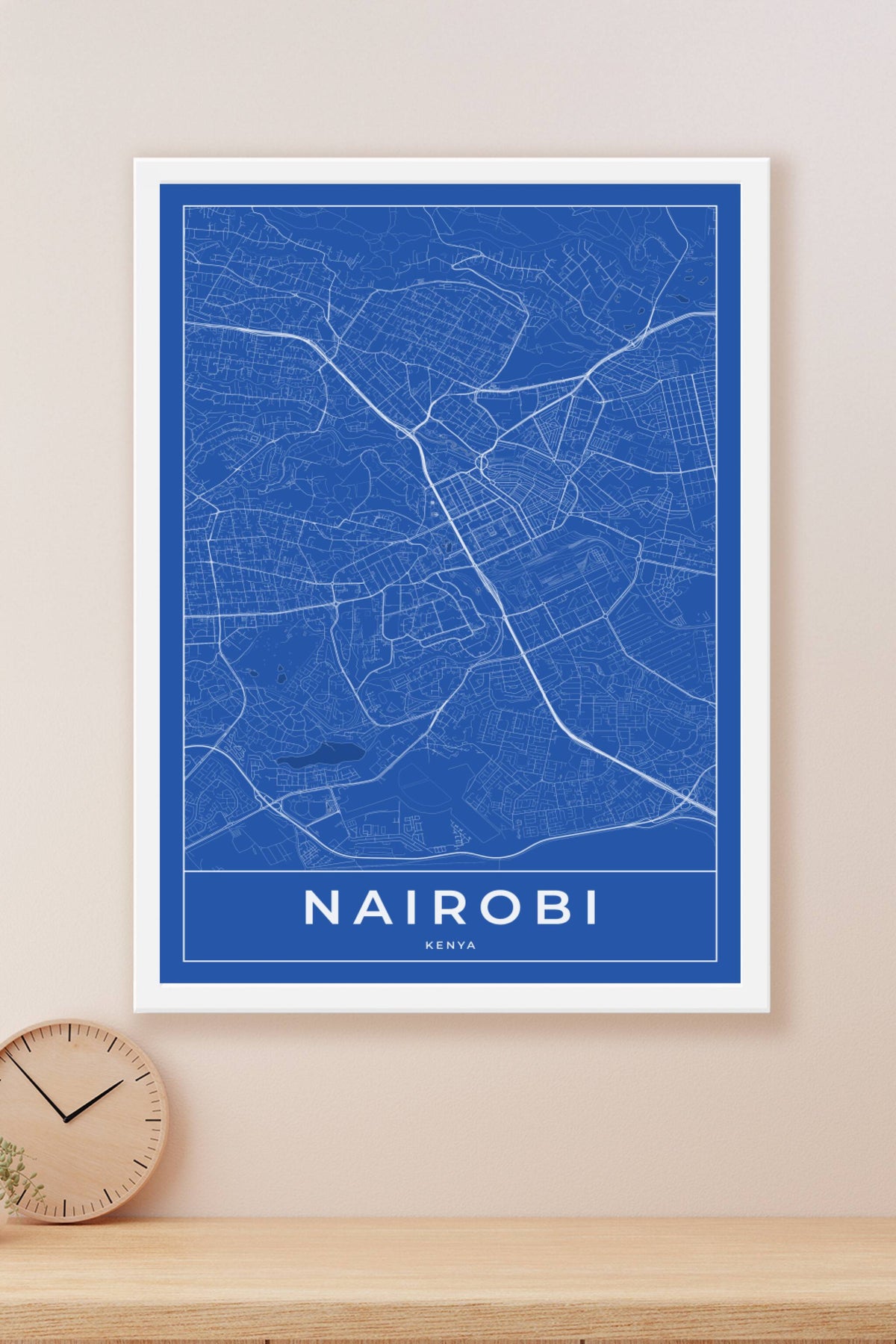 Carte de Nairobi bleue - Affiche personnalisée