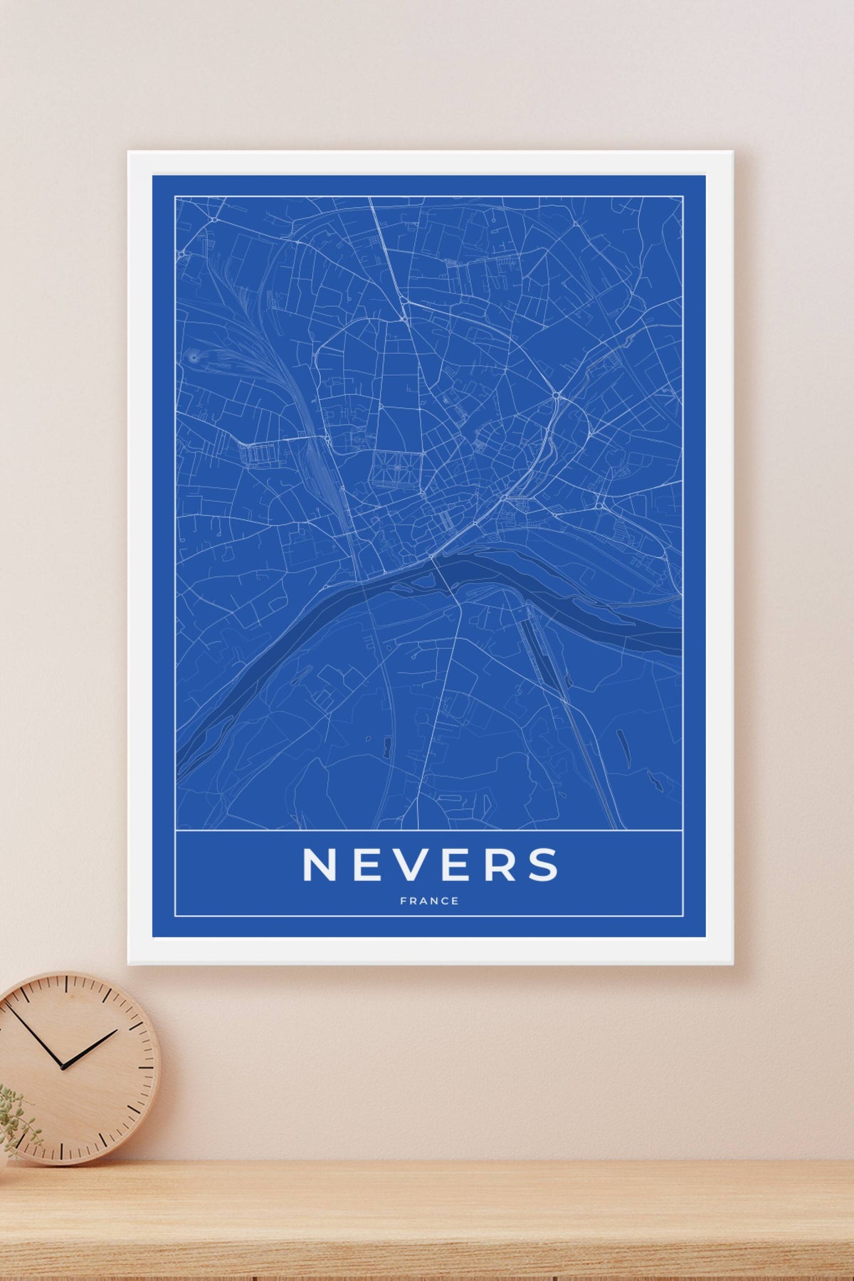 Carte de Nevers bleue - Affiche personnalisée