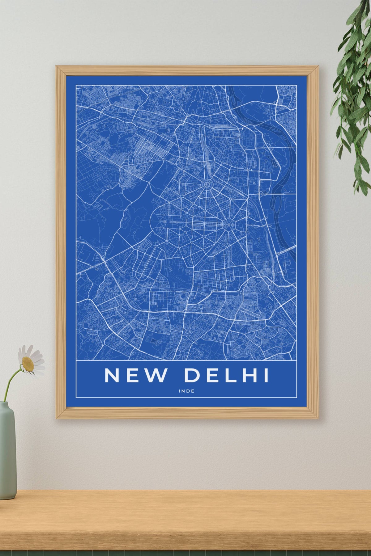 Carte de New Delhi bleue - Affiche personnalisée