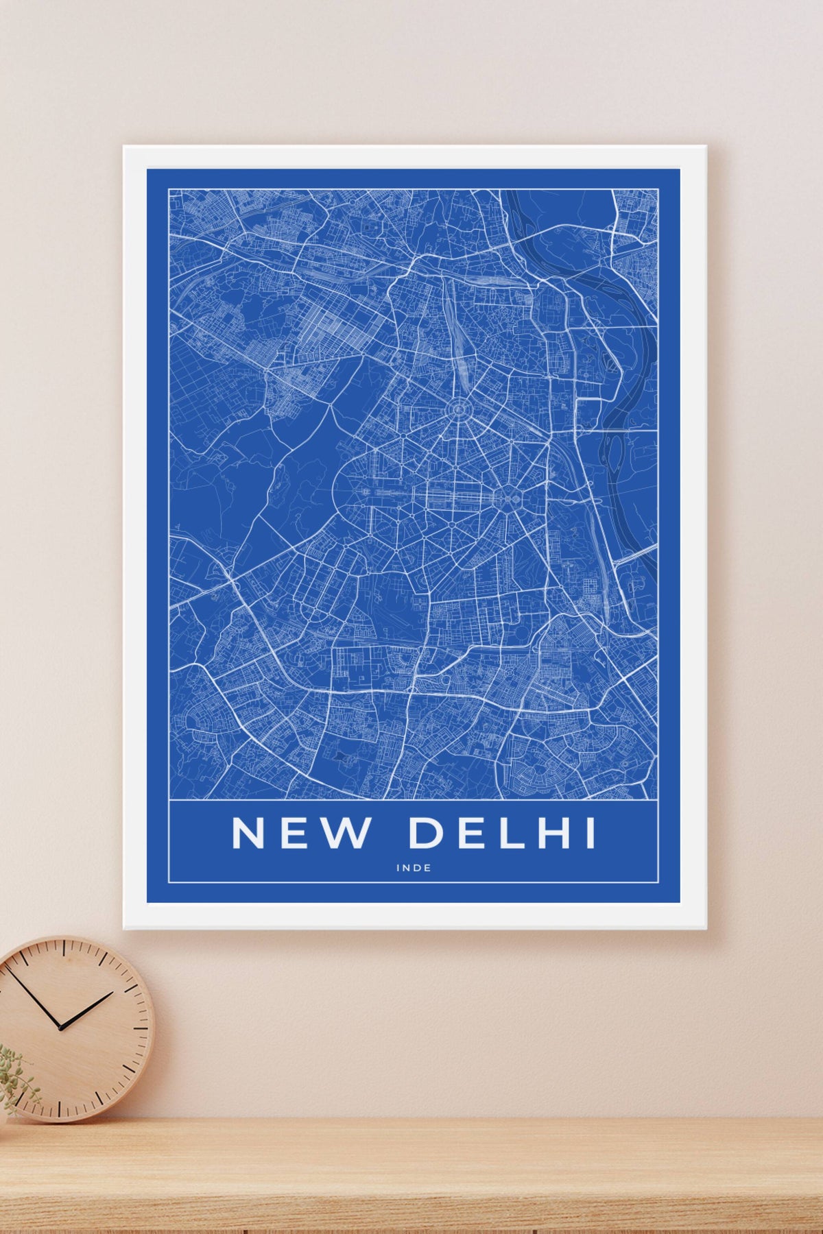 Carte de New Delhi bleue - Affiche personnalisée