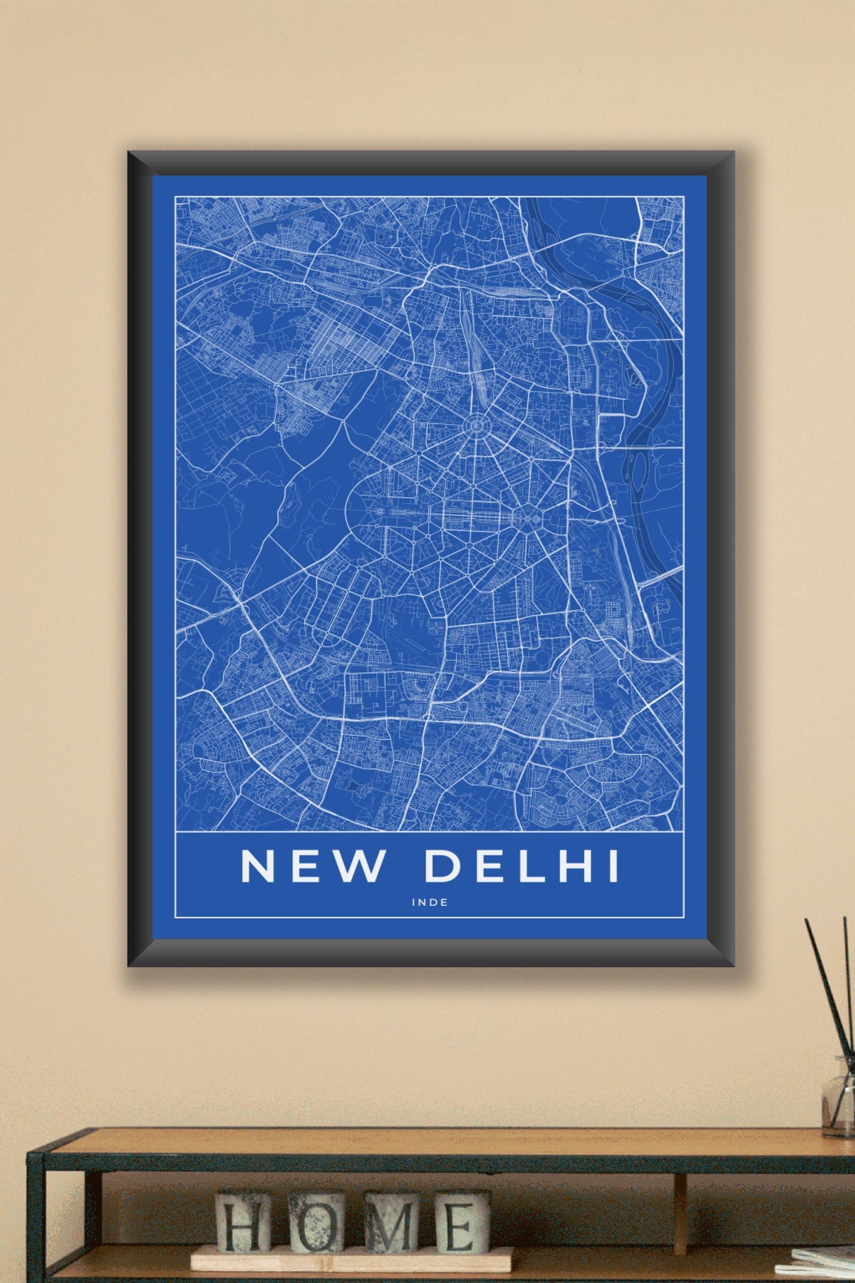 Carte de New Delhi bleue - Affiche personnalisée