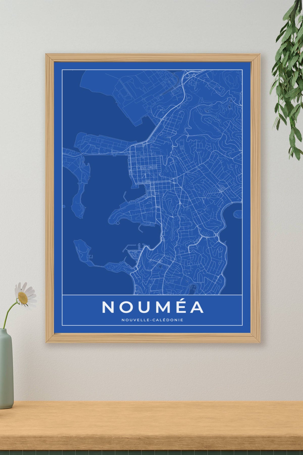 Carte de Nouméa bleue - Affiche personnalisée